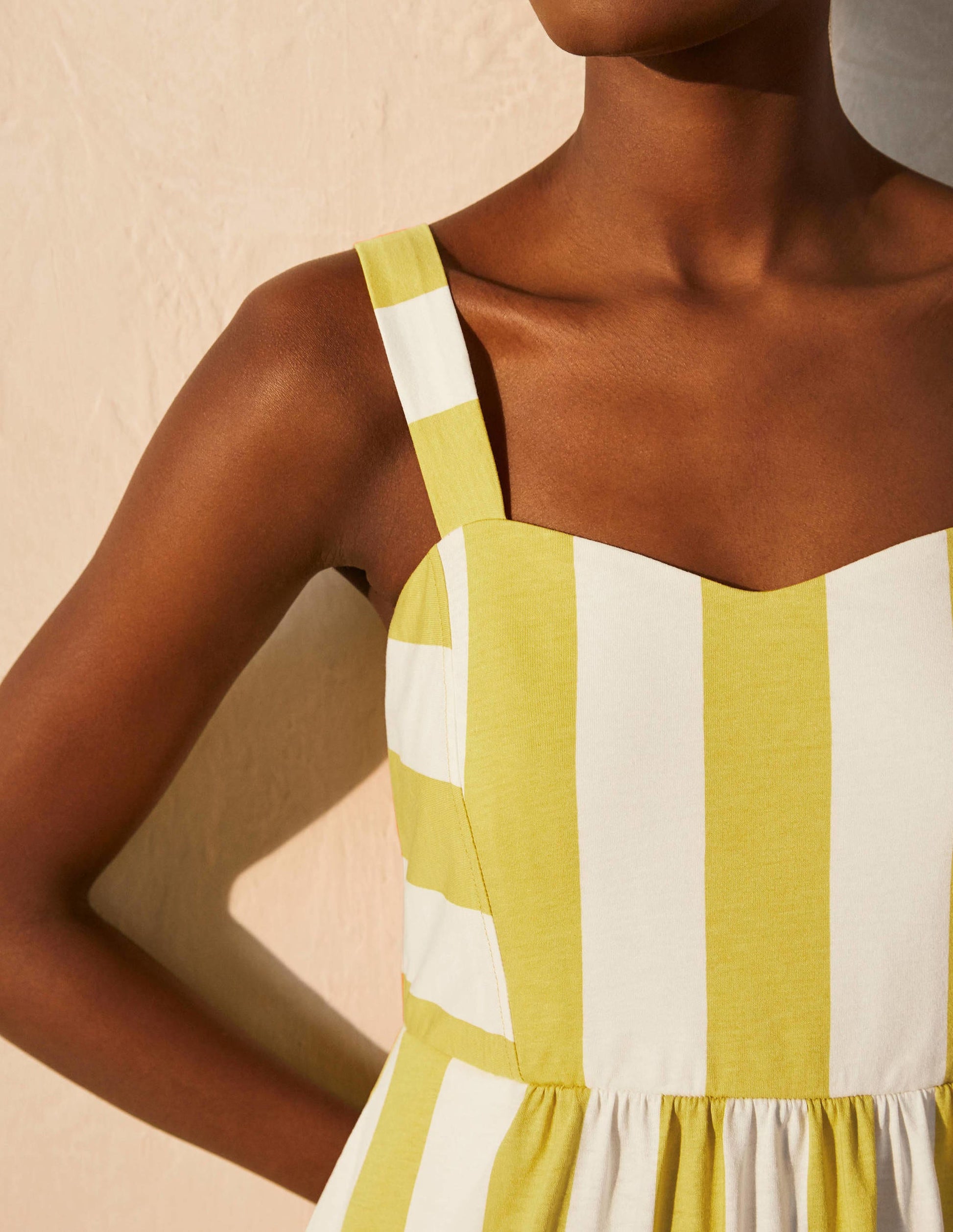 Lucy Jersey Stripe Dress-Chartreuse Ivory Stripe-4