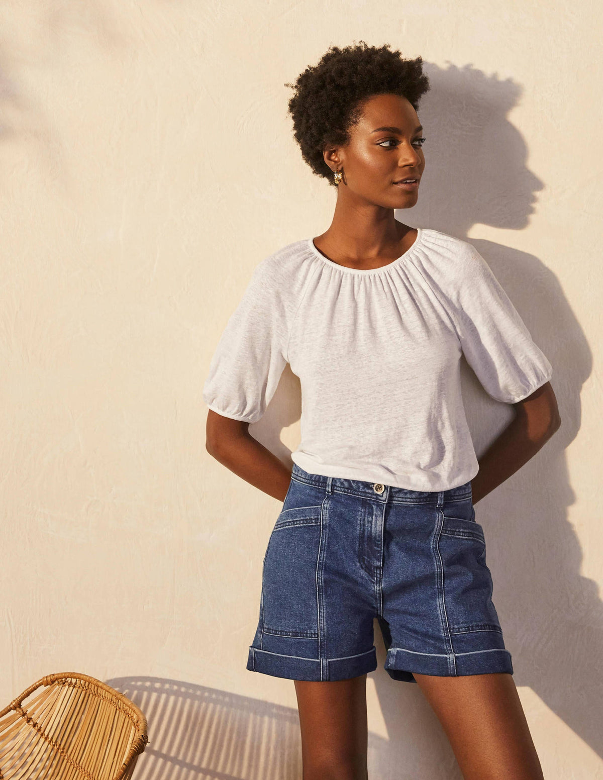 Tabitha Linen Jersey Top-White - Image 1