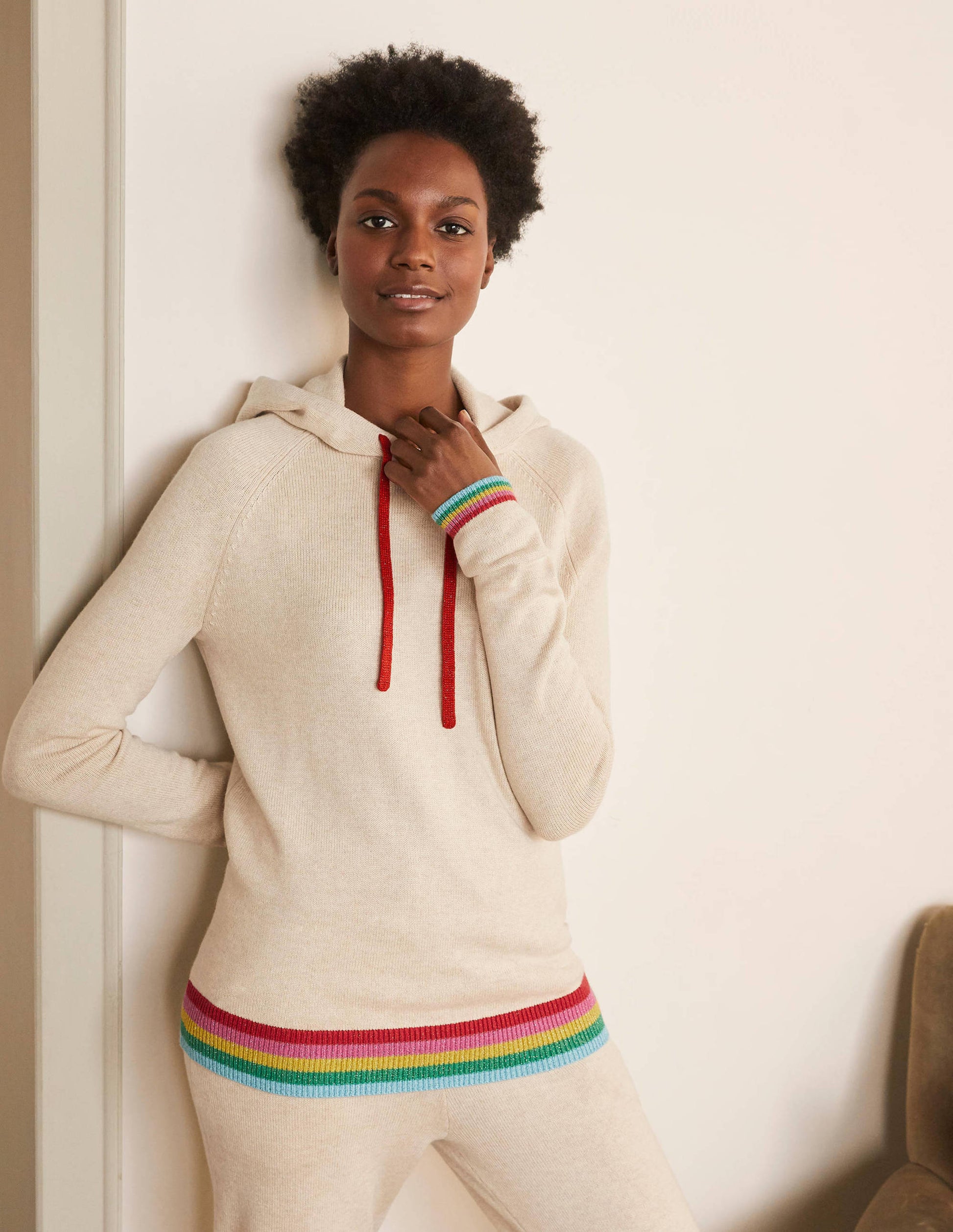 Morton Knitted Hoodie-Oatmeal Melange-1