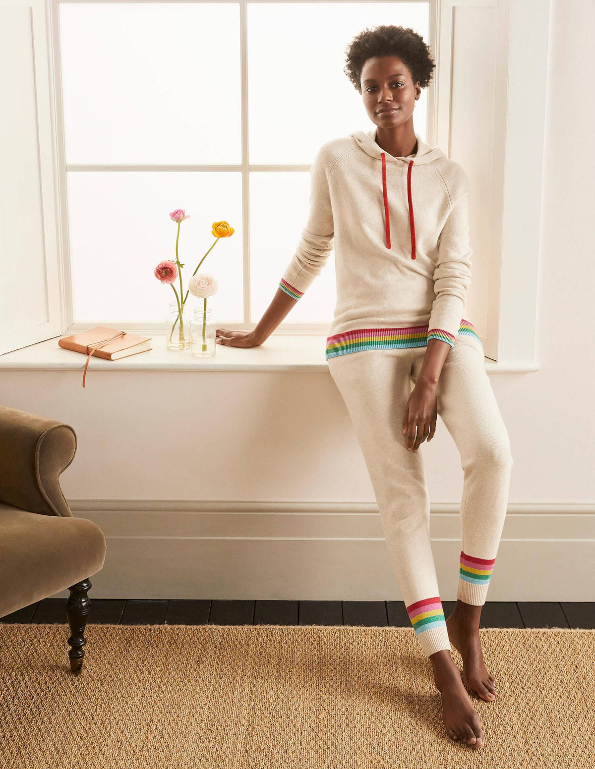 Morton Knitted Hoodie-Oatmeal Melange - Image 2