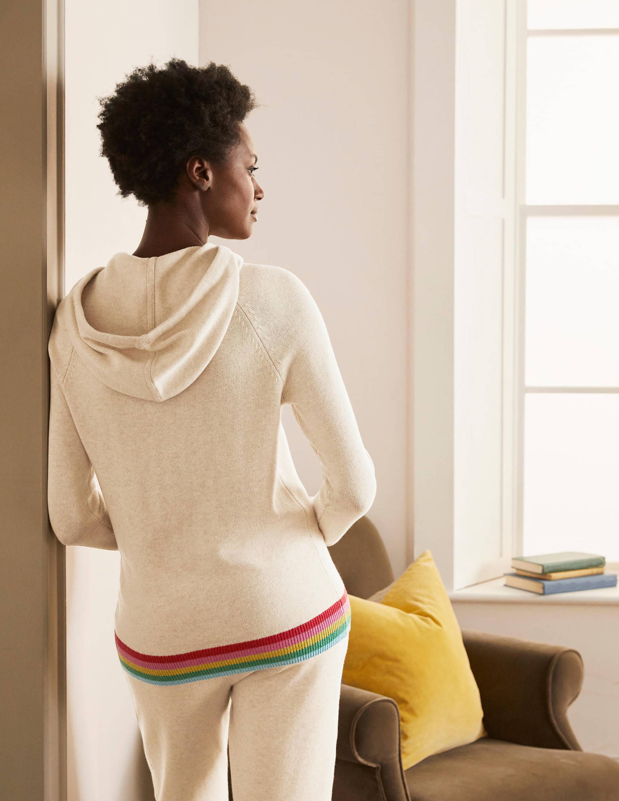 Morton Knitted Hoodie-Oatmeal Melange - Image 3