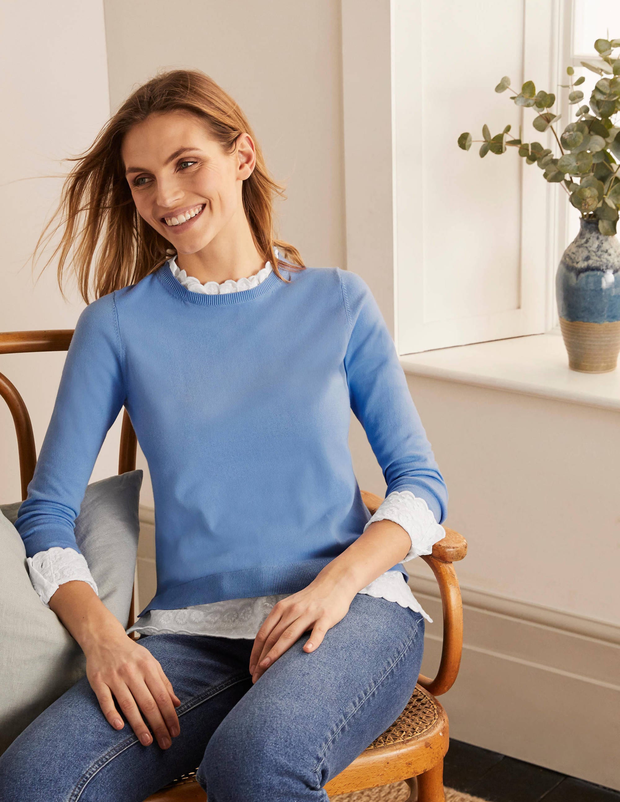 Lauderdale Frill Sweater-Hazy Blue - Image 1