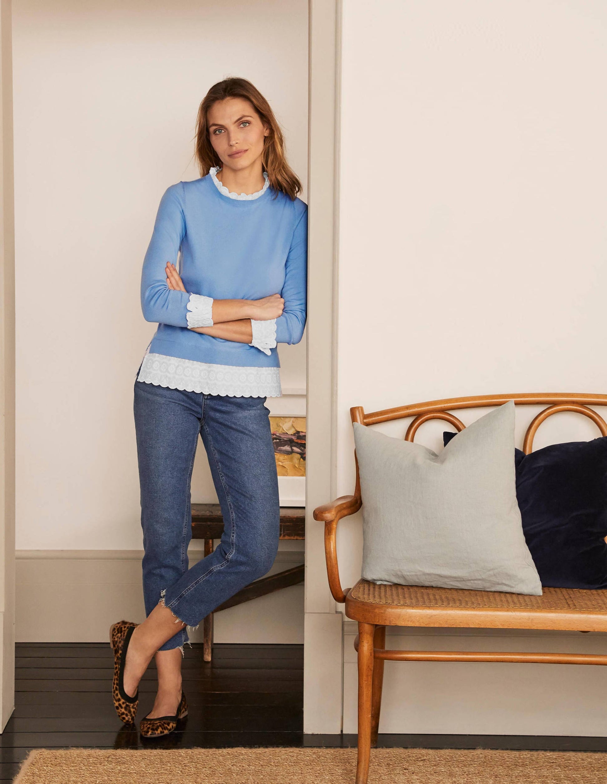 Lauderdale Frill Sweater-Hazy Blue-2