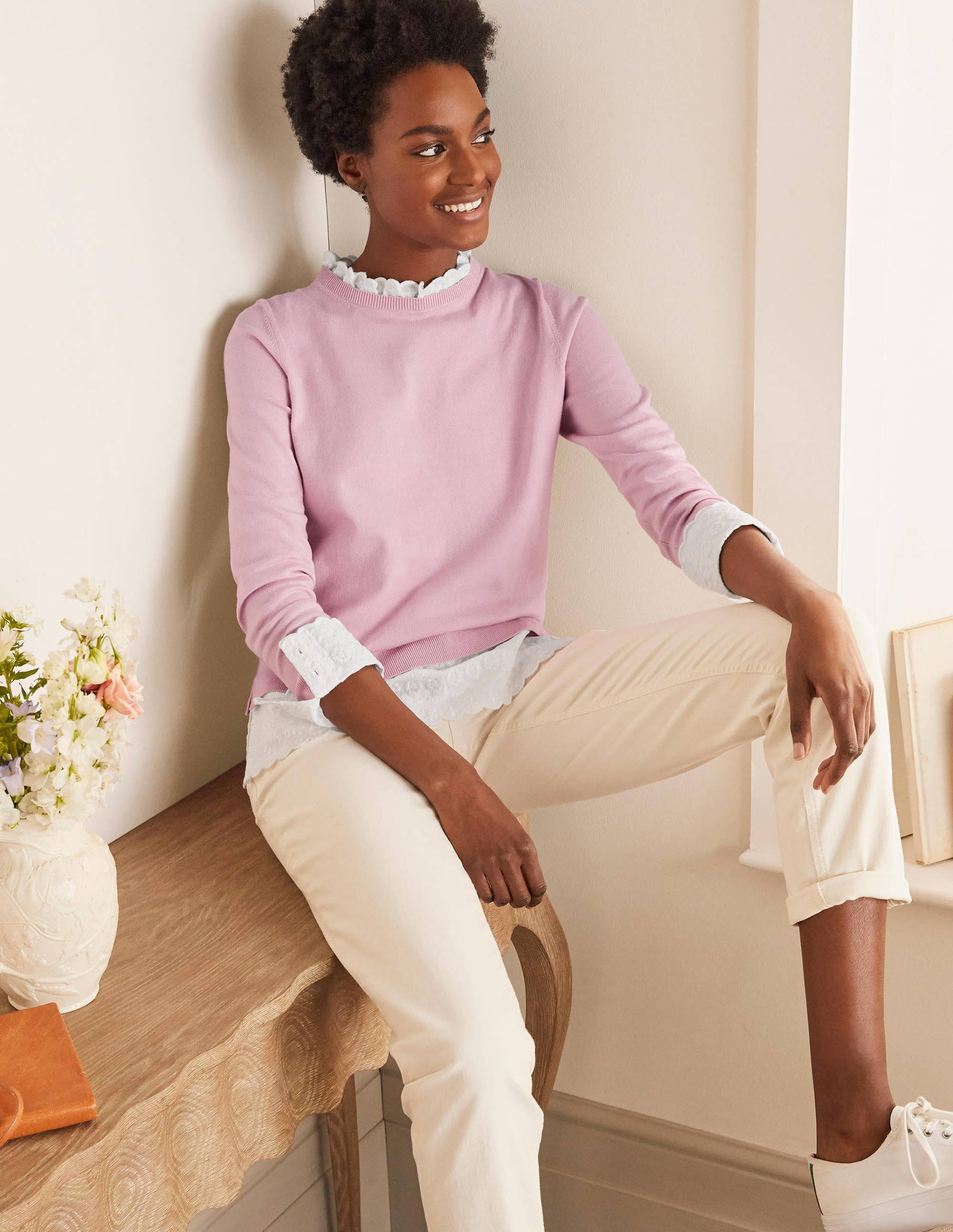 Lauderdale Frill Sweater-Soft Peony - Image 1
