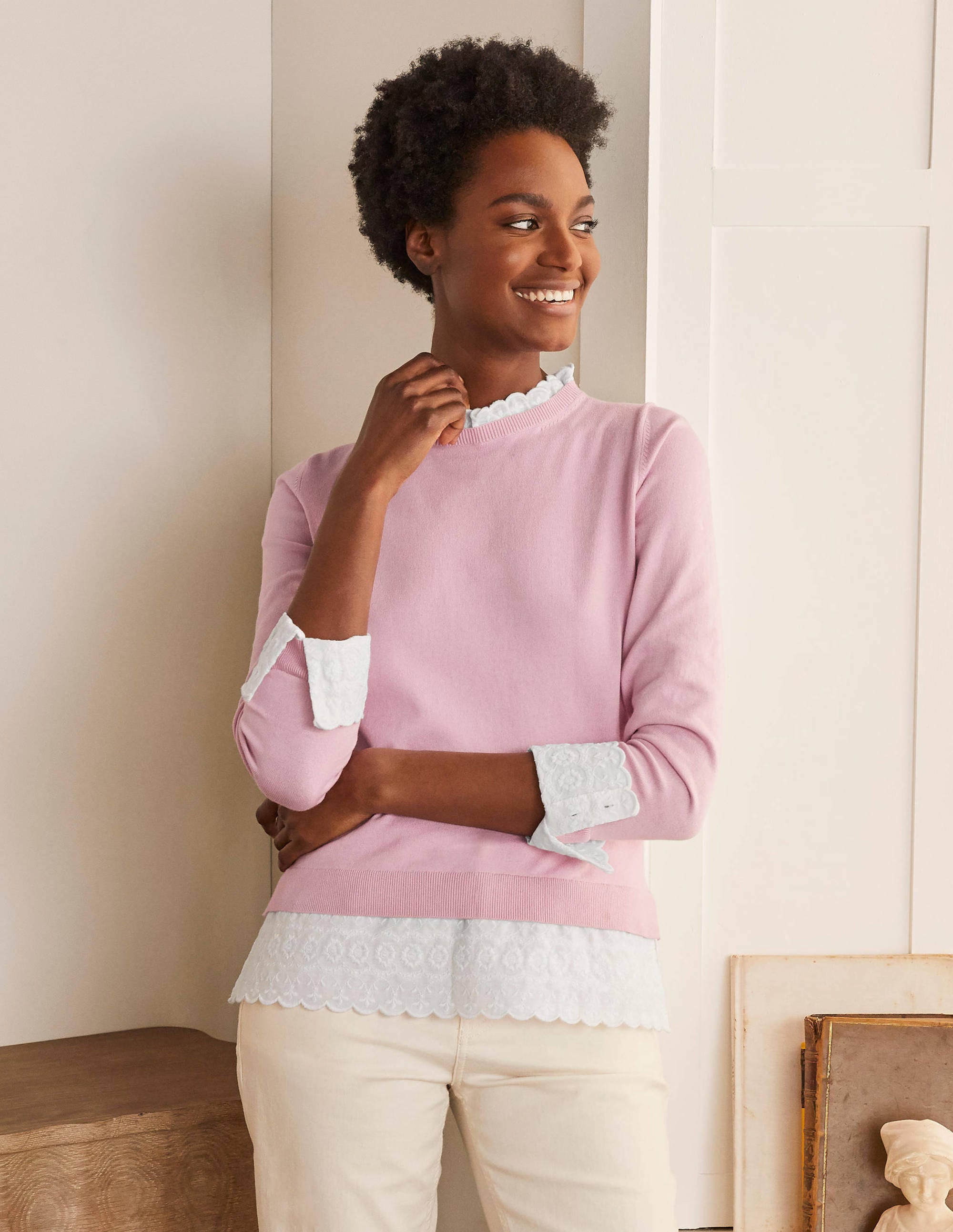Lauderdale Frill Sweater-Soft Peony - Image 2