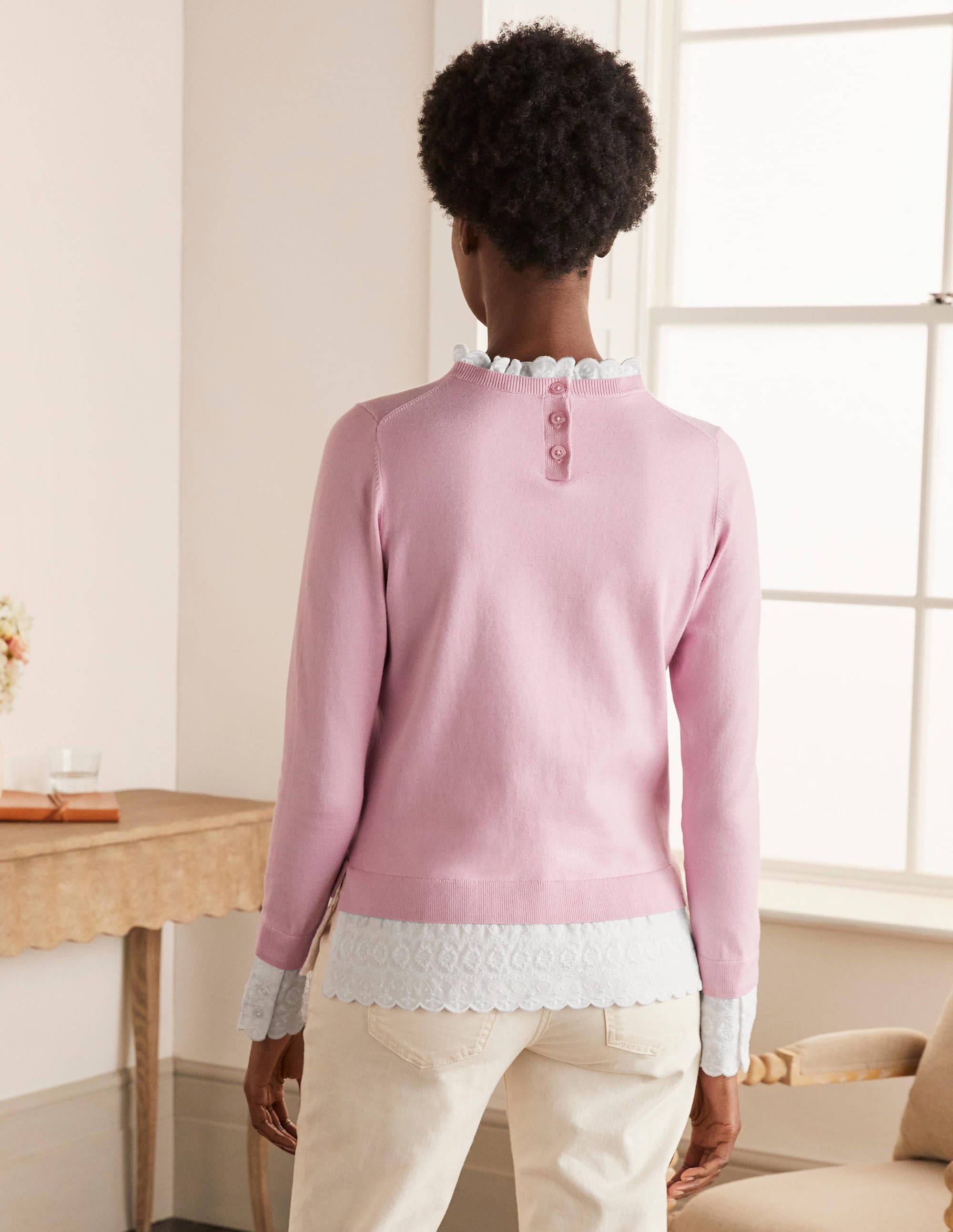 Lauderdale Frill Sweater-Soft Peony - Image 3