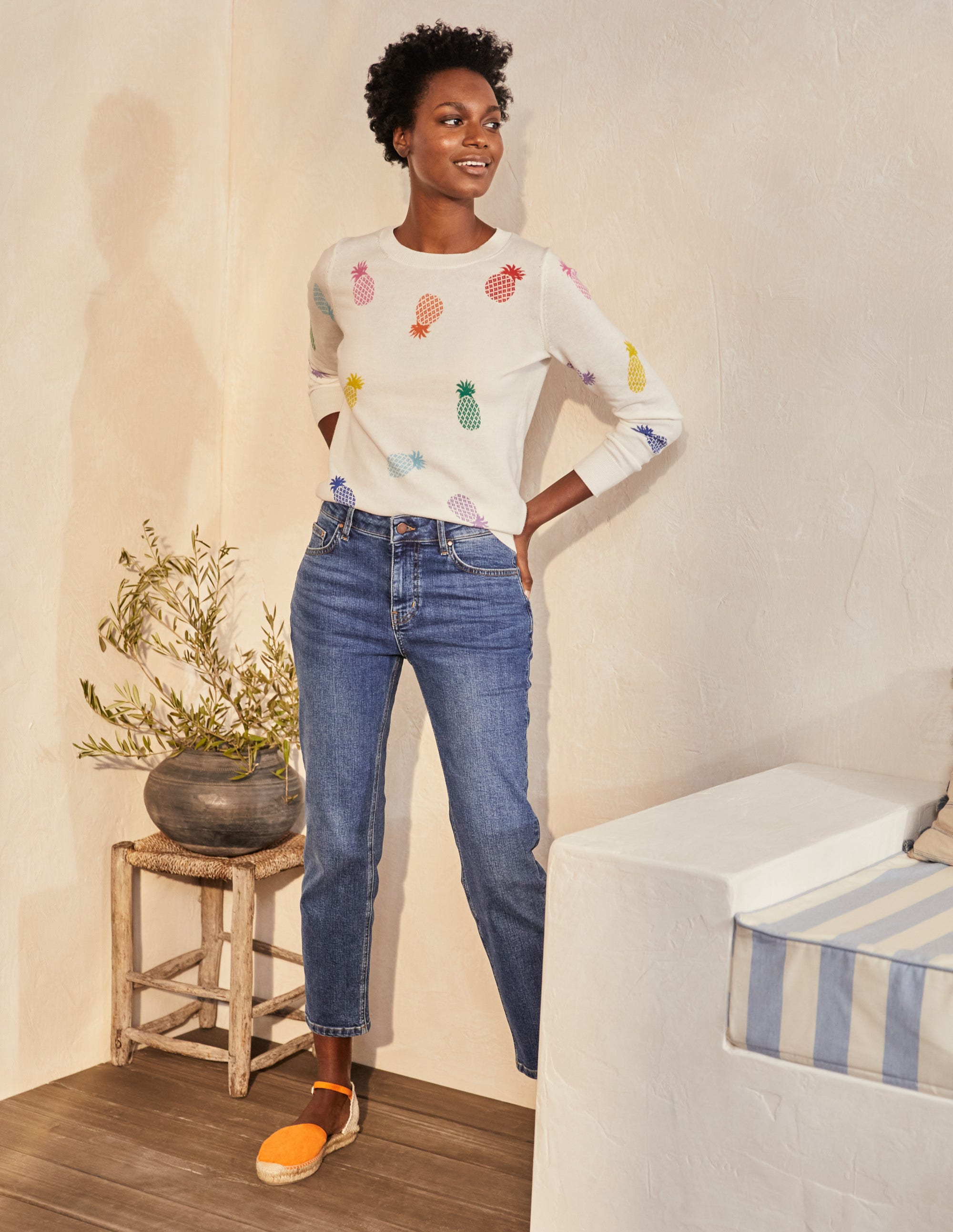 Banbury Cotton Sweater-Ivory Pineapples - Image 1