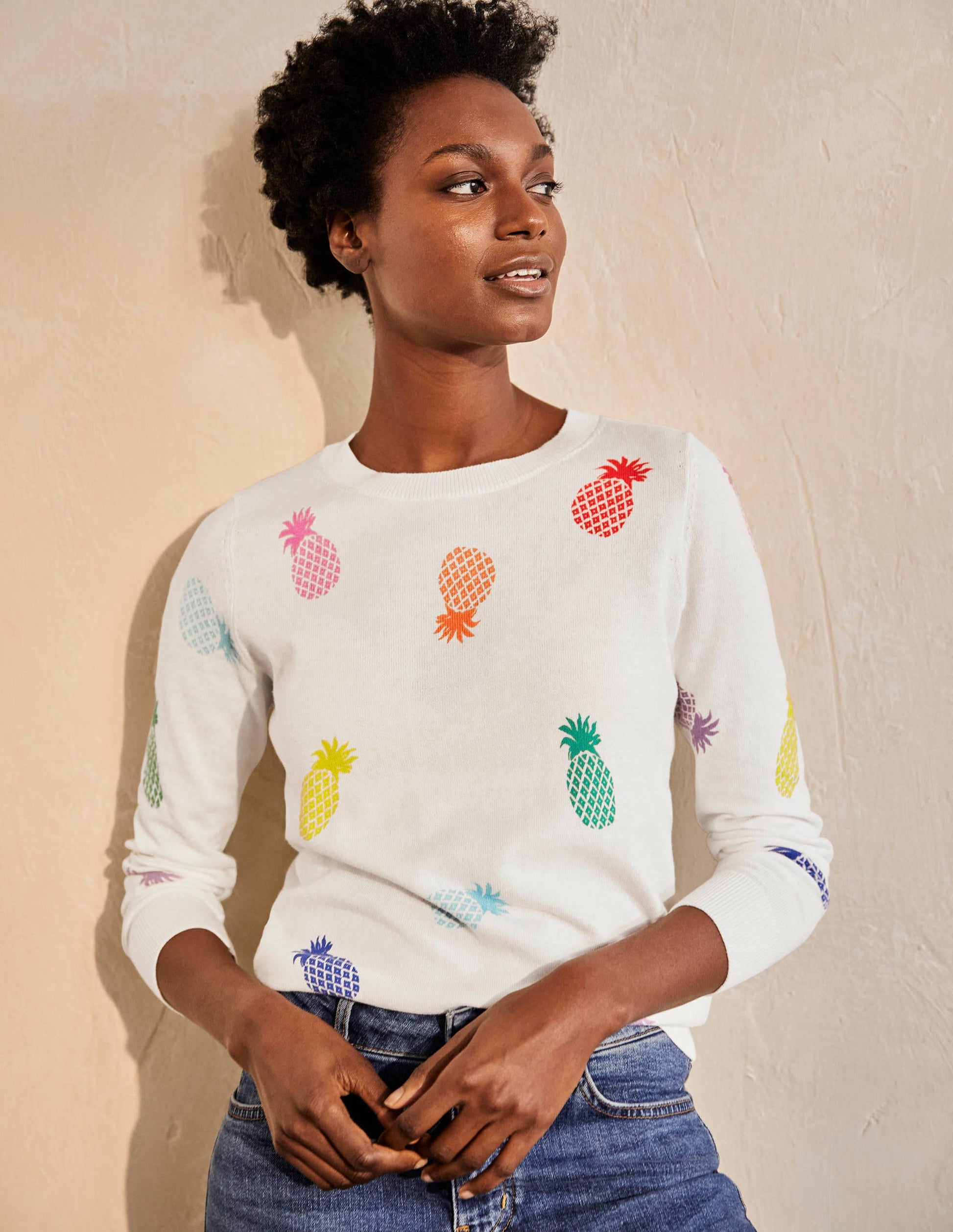Banbury Cotton Sweater-Ivory Pineapples-4