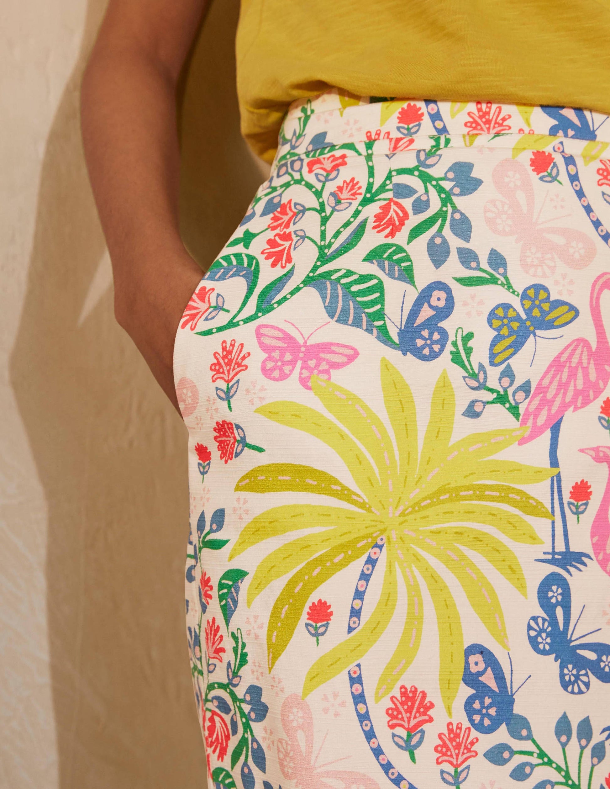 Gabriella Pencil Skirt-Ivory, Tropical Charm-3