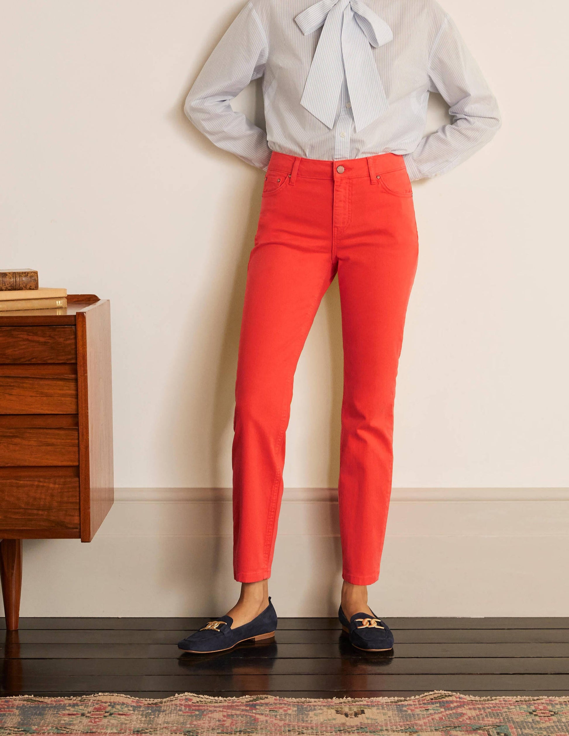 Slim Straight Ankle Skimmers-Cherry Red-1