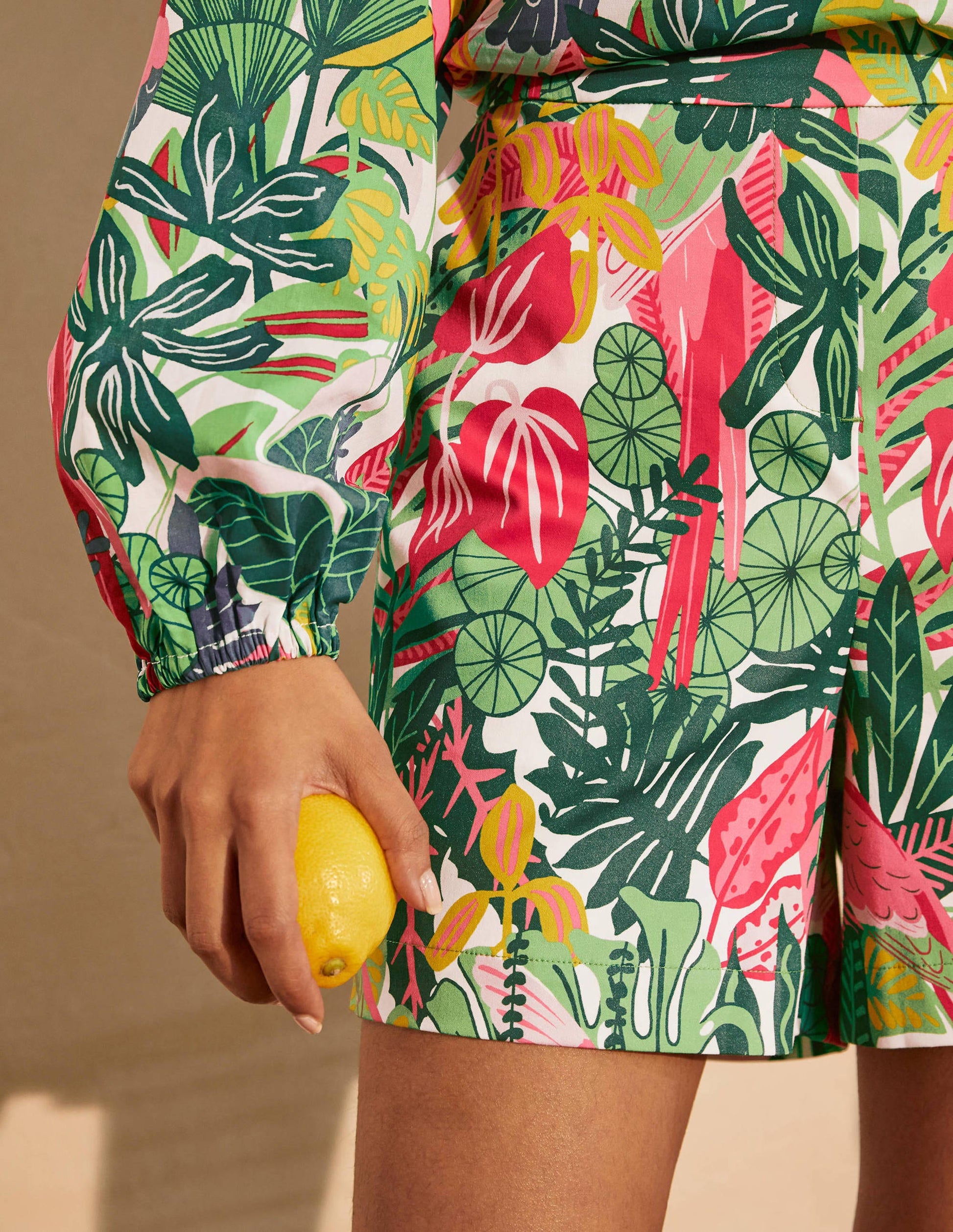 Pull On Shorts-Palm Leaf, Paradise Jungle-3