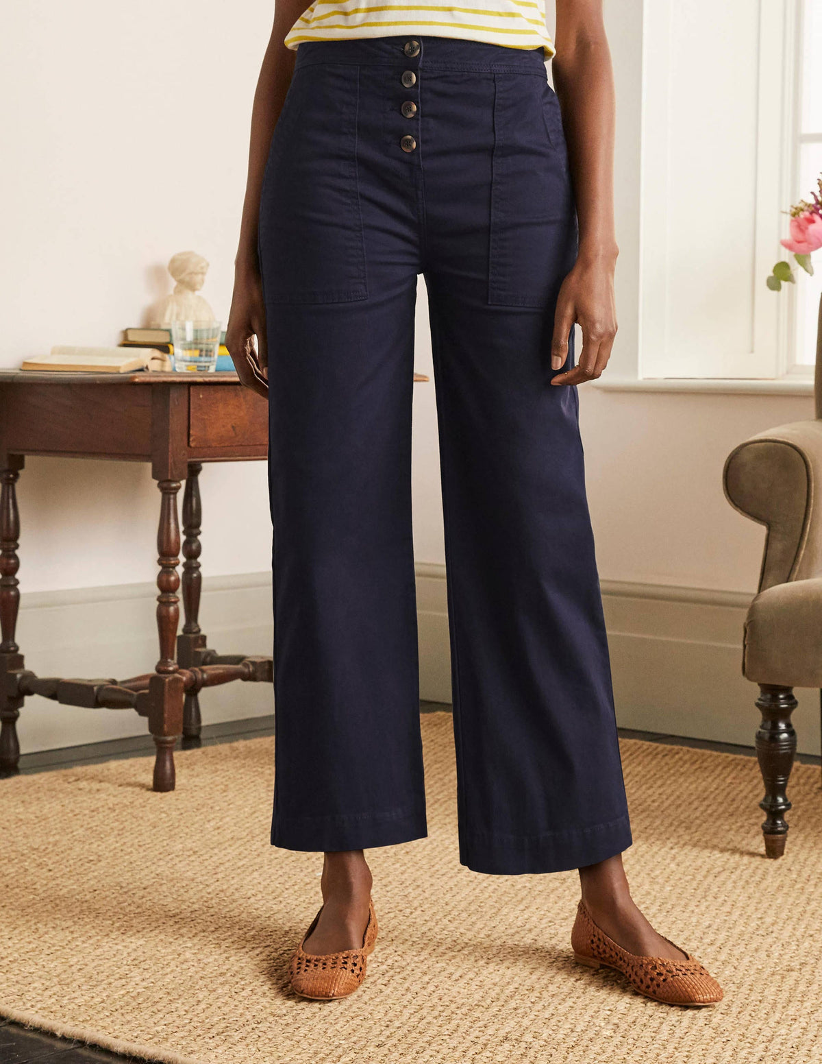 Beaufort Button Fly Pants-Navy - Image 1
