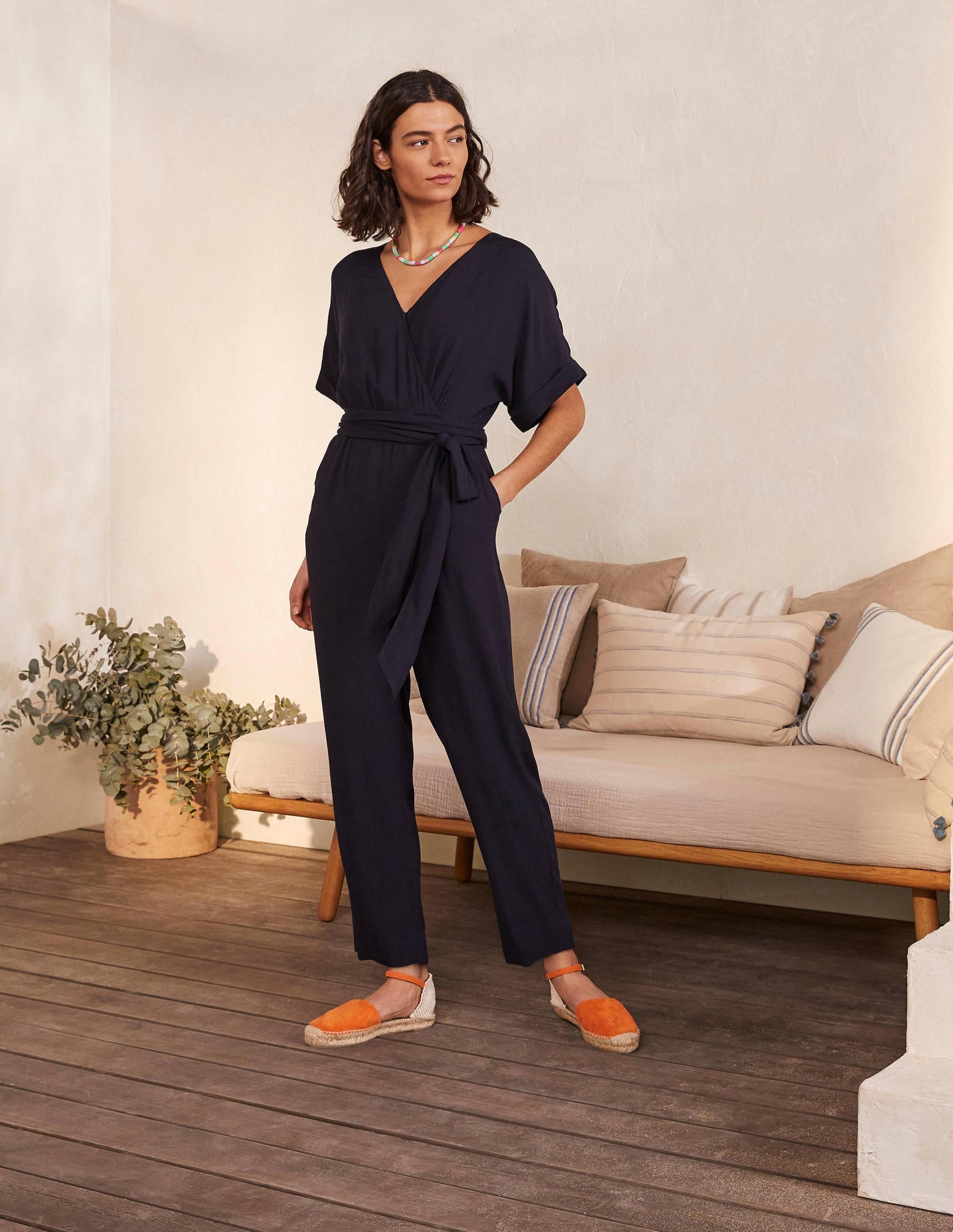 Alice Wrap Jumpsuit-Navy-4