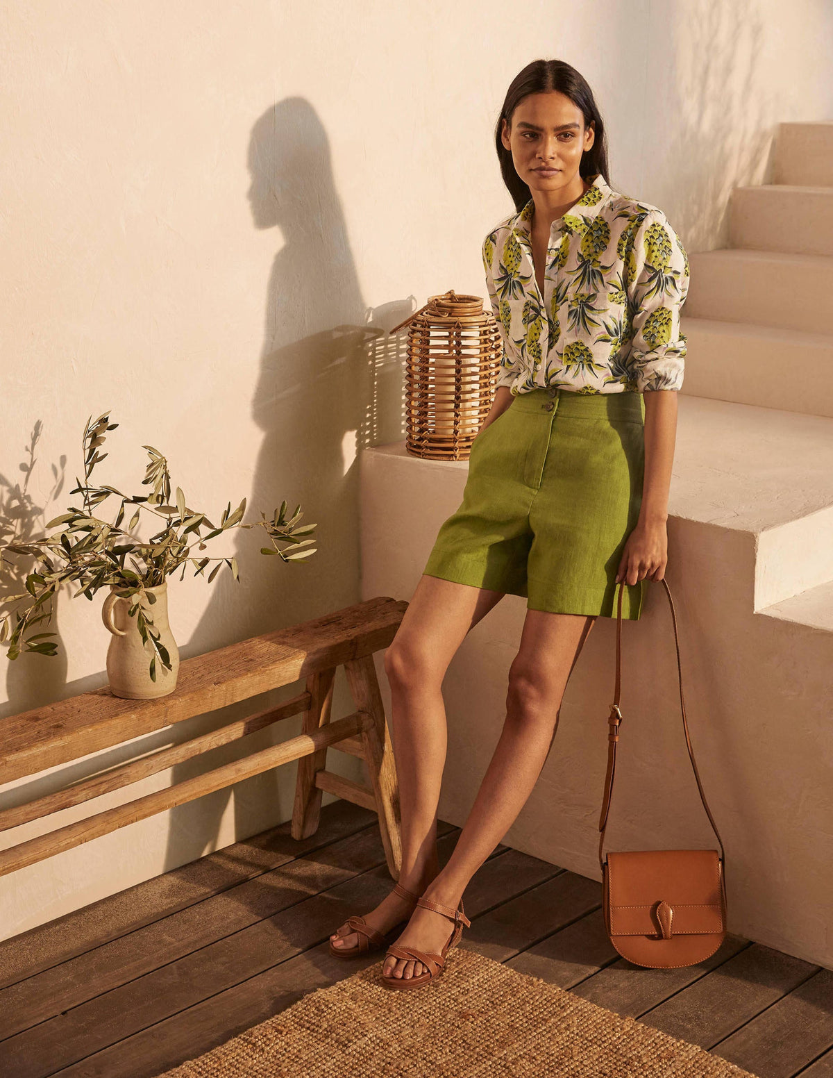 Cornwall Linen Shorts-Pea - Image 1