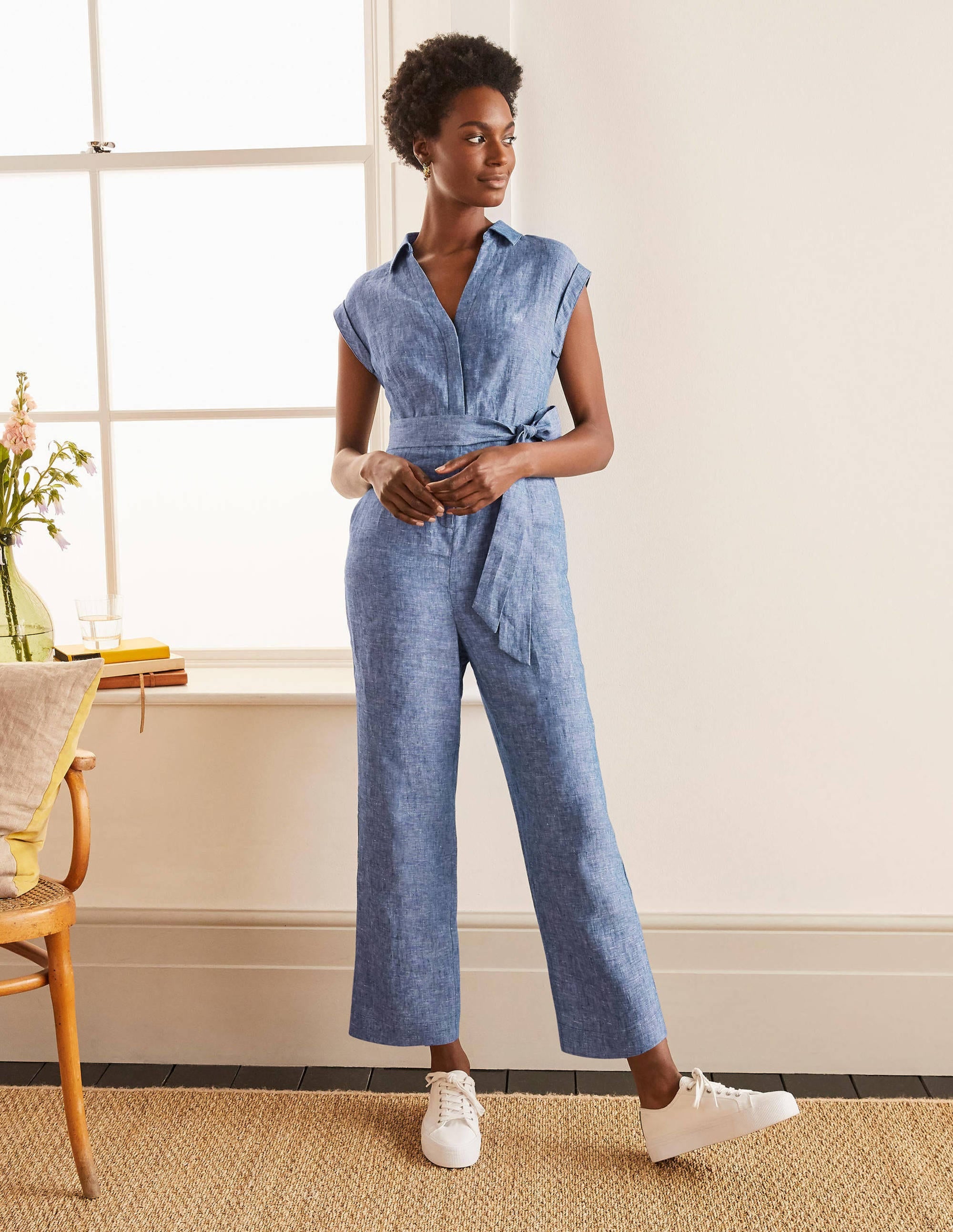 Catriona Linen Jumpsuit-Authentic Blue - Chambray - Image 4