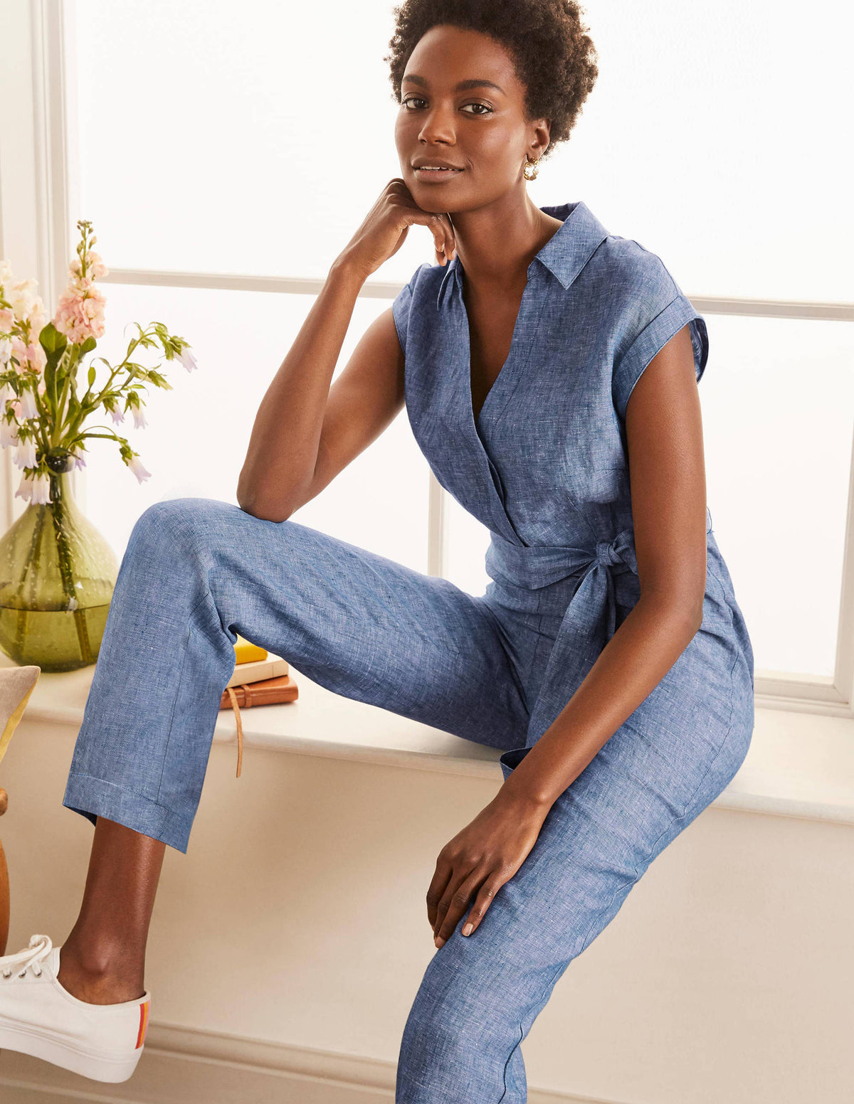 Catriona Linen Jumpsuit-Authentic Blue - Chambray - Image 1