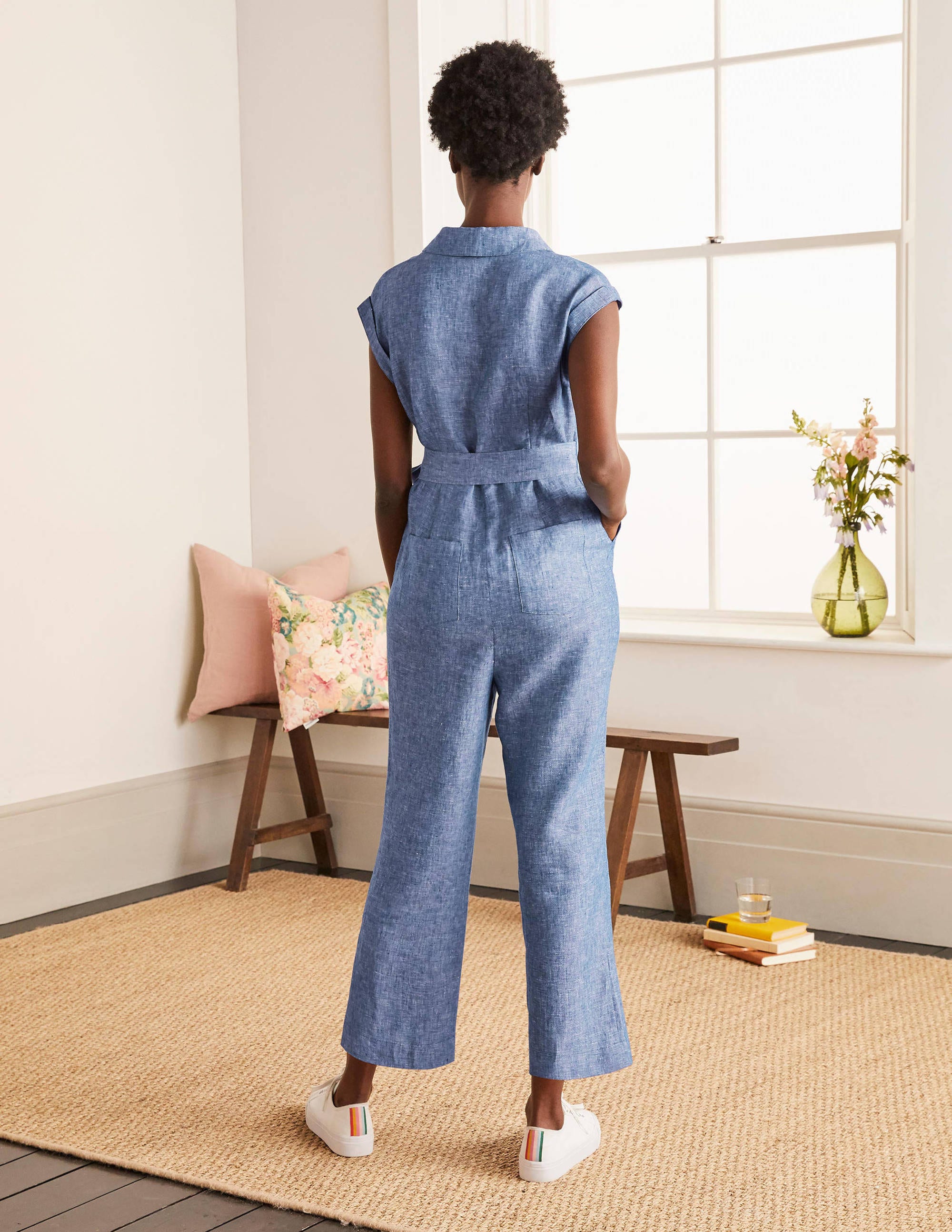 Catriona Linen Jumpsuit-Authentic Blue - Chambray - Image 2