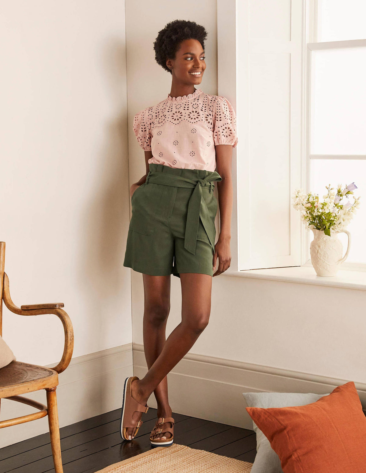 Elgin Paperbag Shorts-Khaki - Image 4