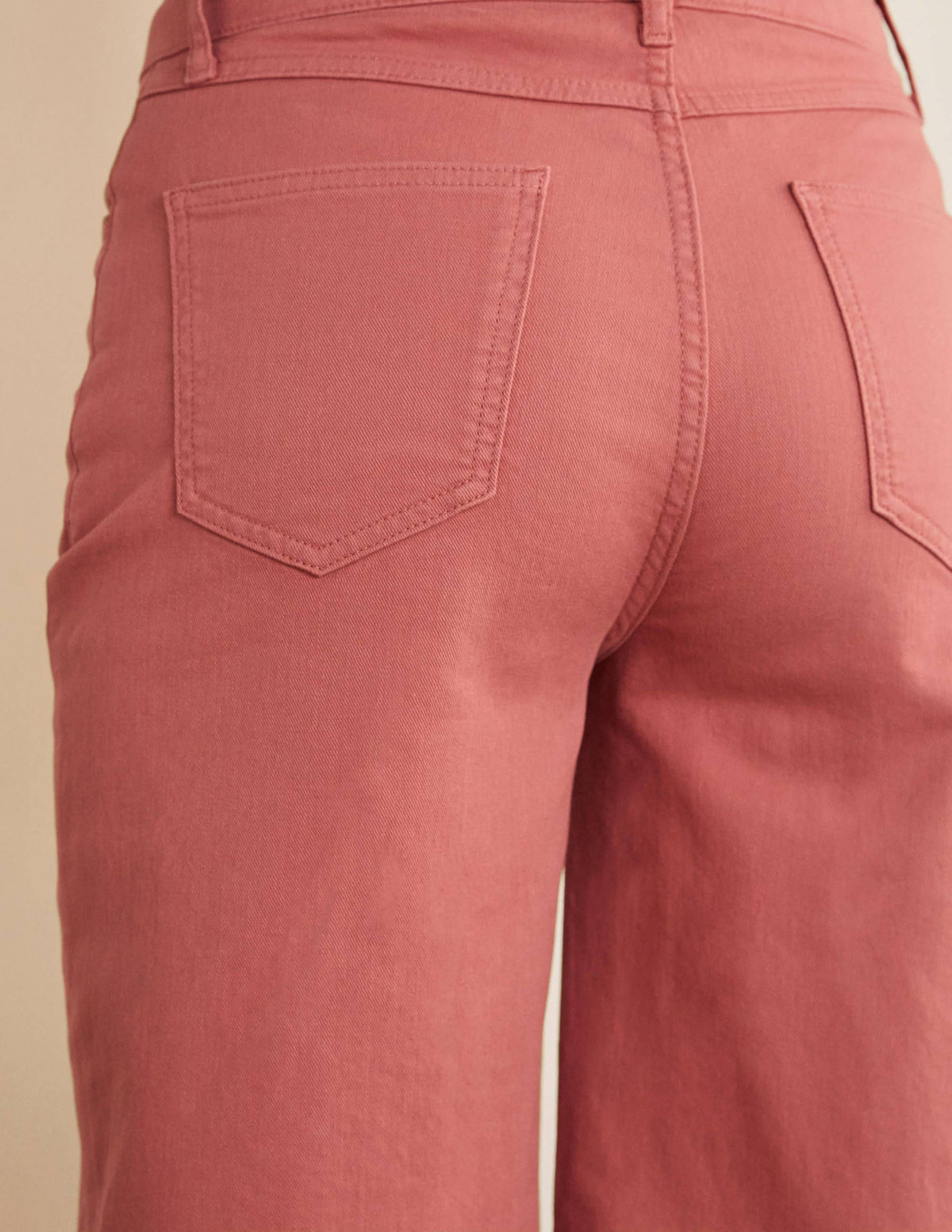 Horn Button Wide Leg Jeans-Dusty Red - Image 4