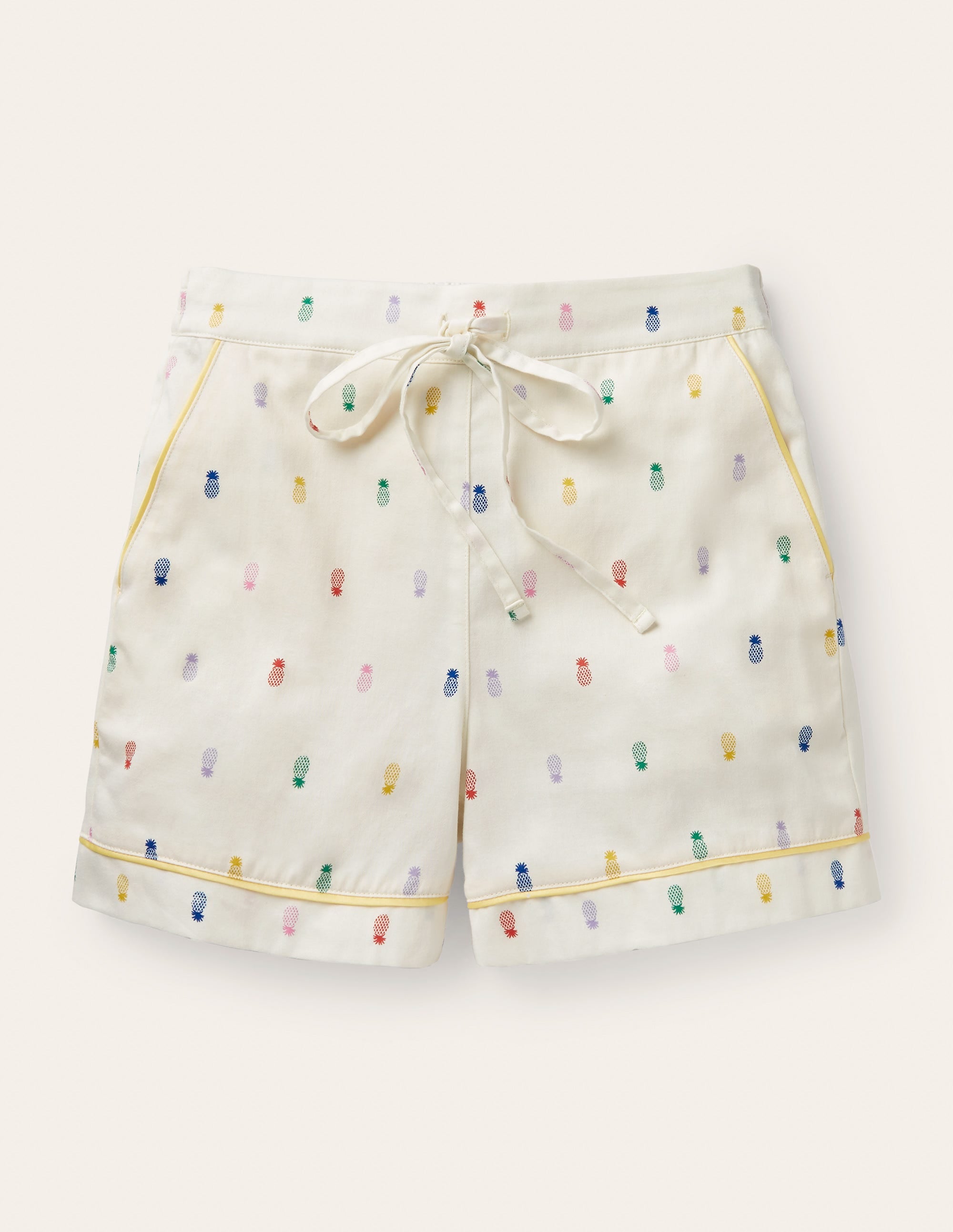 Cotton Pajama Shorts-Ivory, Pineapple Rainbow - Image 4
