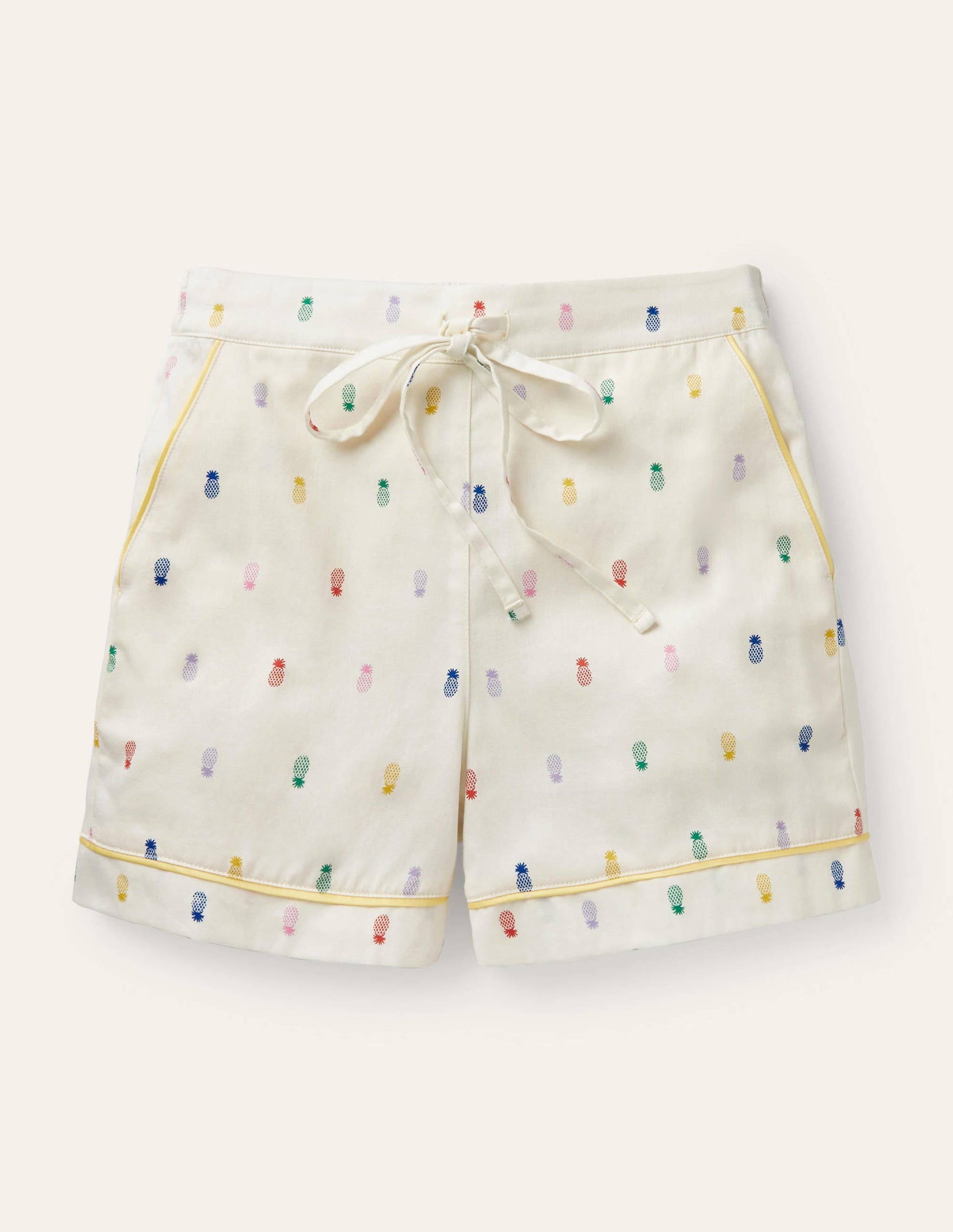 Cotton Pajama Shorts-Ivory, Pineapple Rainbow-5