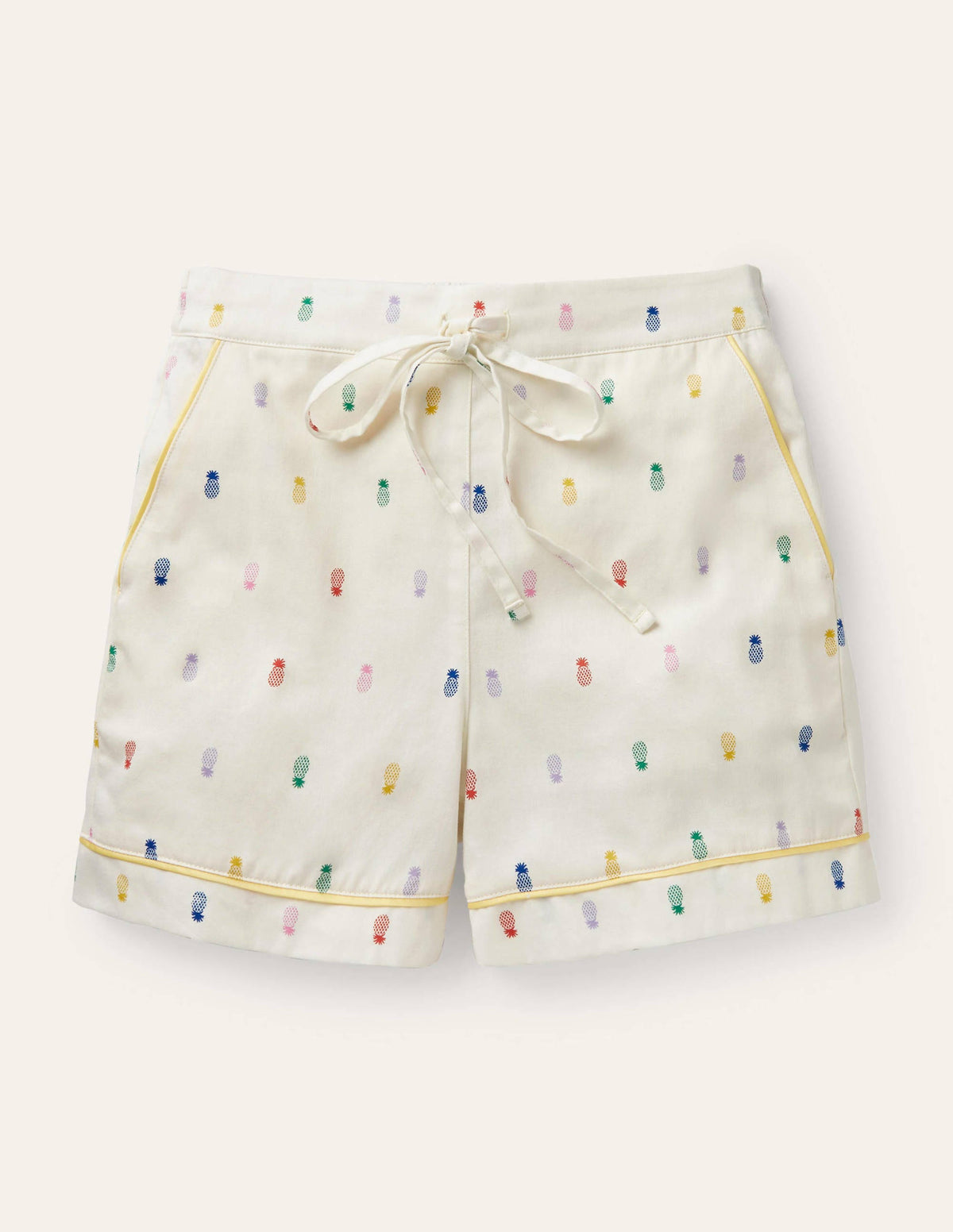 Cotton Pajama Shorts-Ivory, Pineapple Rainbow - Image 5