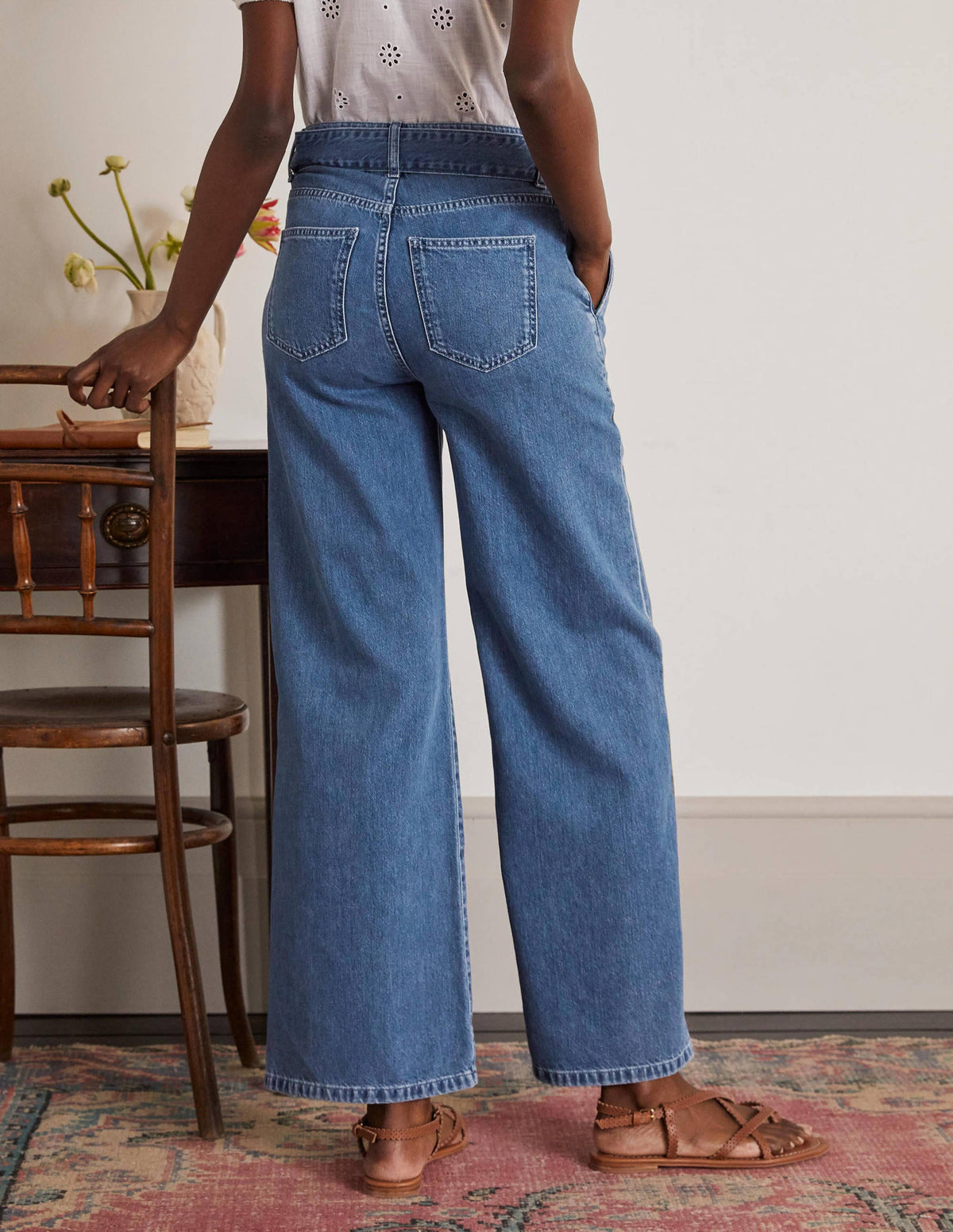 Belted Wide Leg Jeans-Light Vintage-2