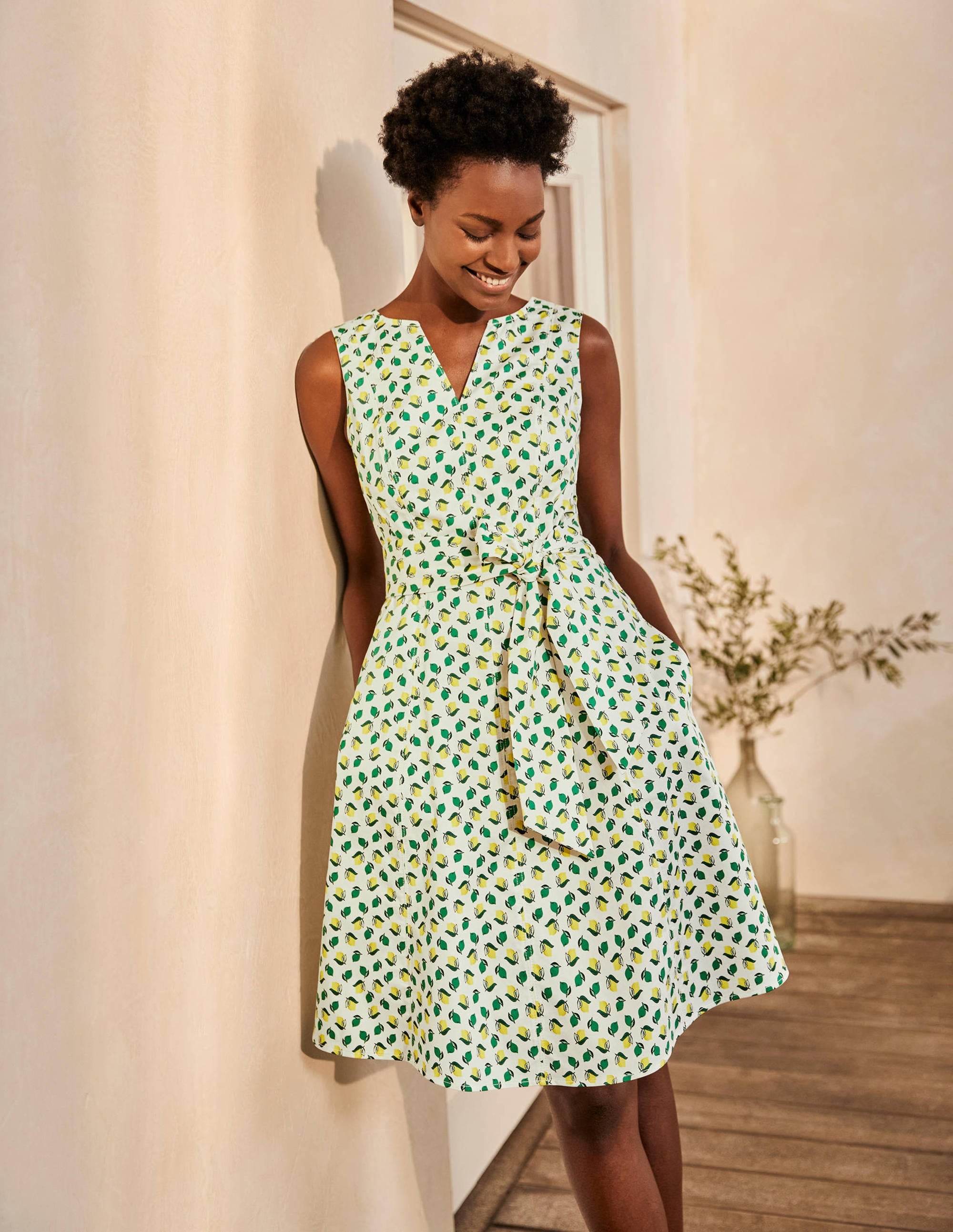 Mischa Belted Dress-Ivory, Citrus Fruit Small - Image 5