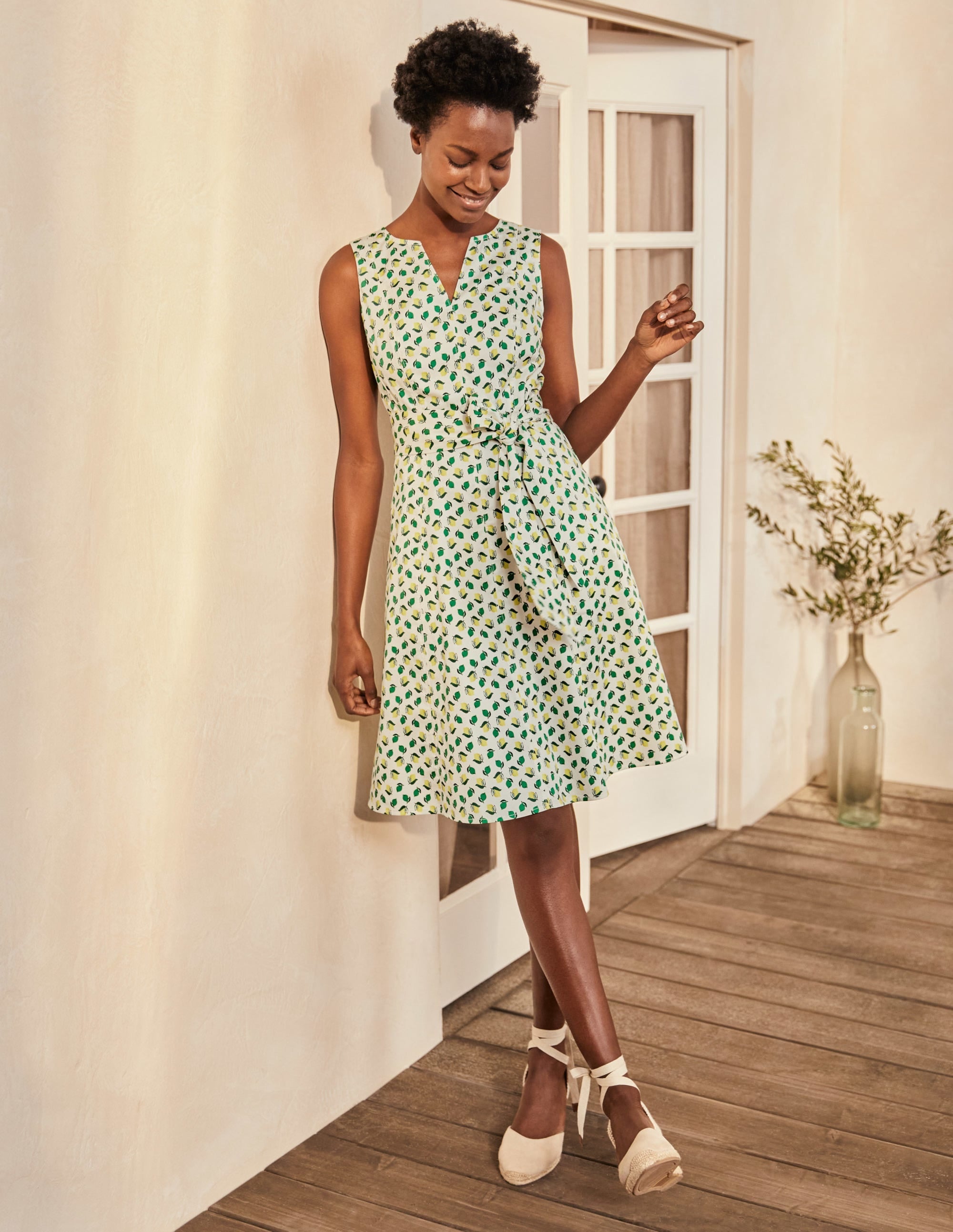 Mischa Belted Dress-Ivory, Citrus Fruit Small - Image 4