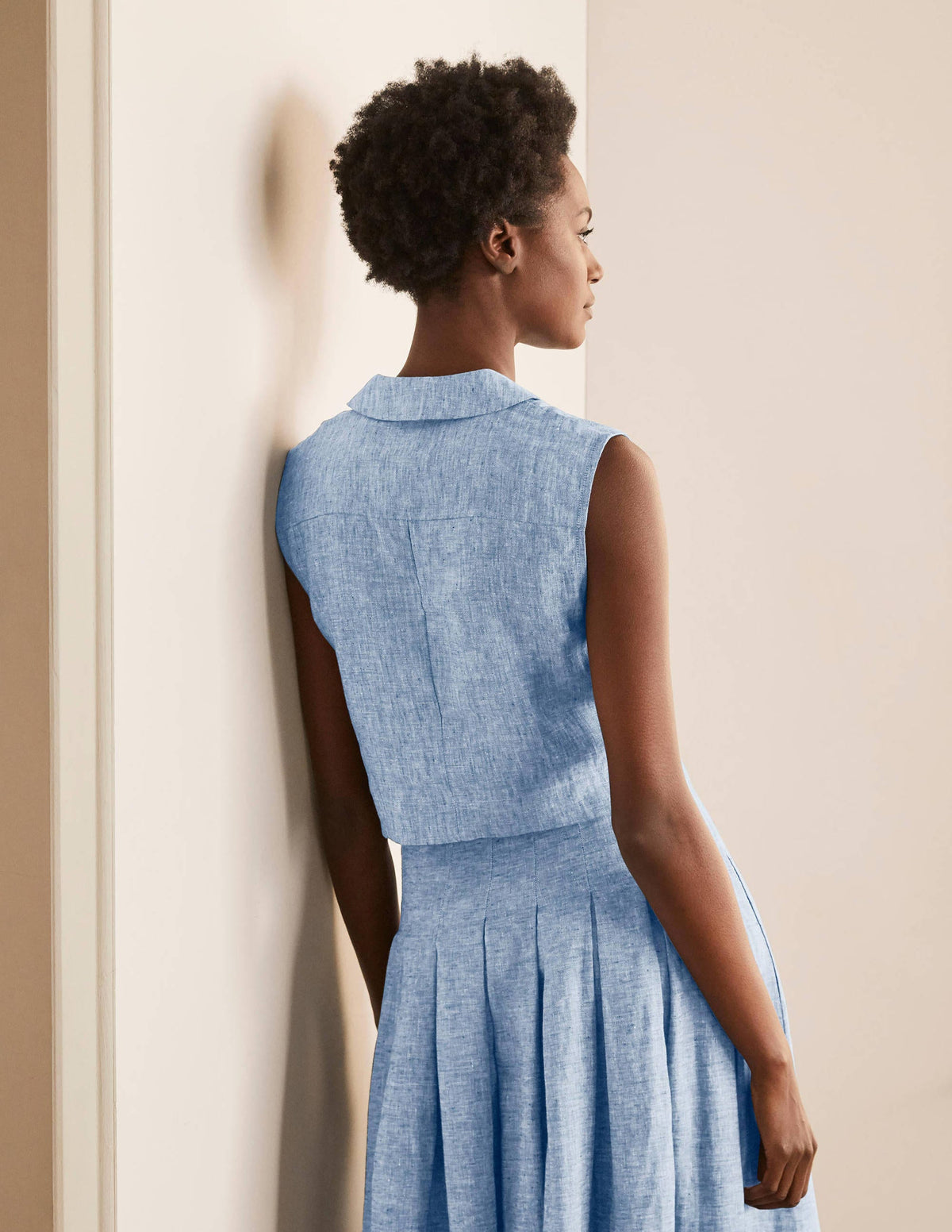 Georgina Linen Top-Authentic Blue Chambray-2