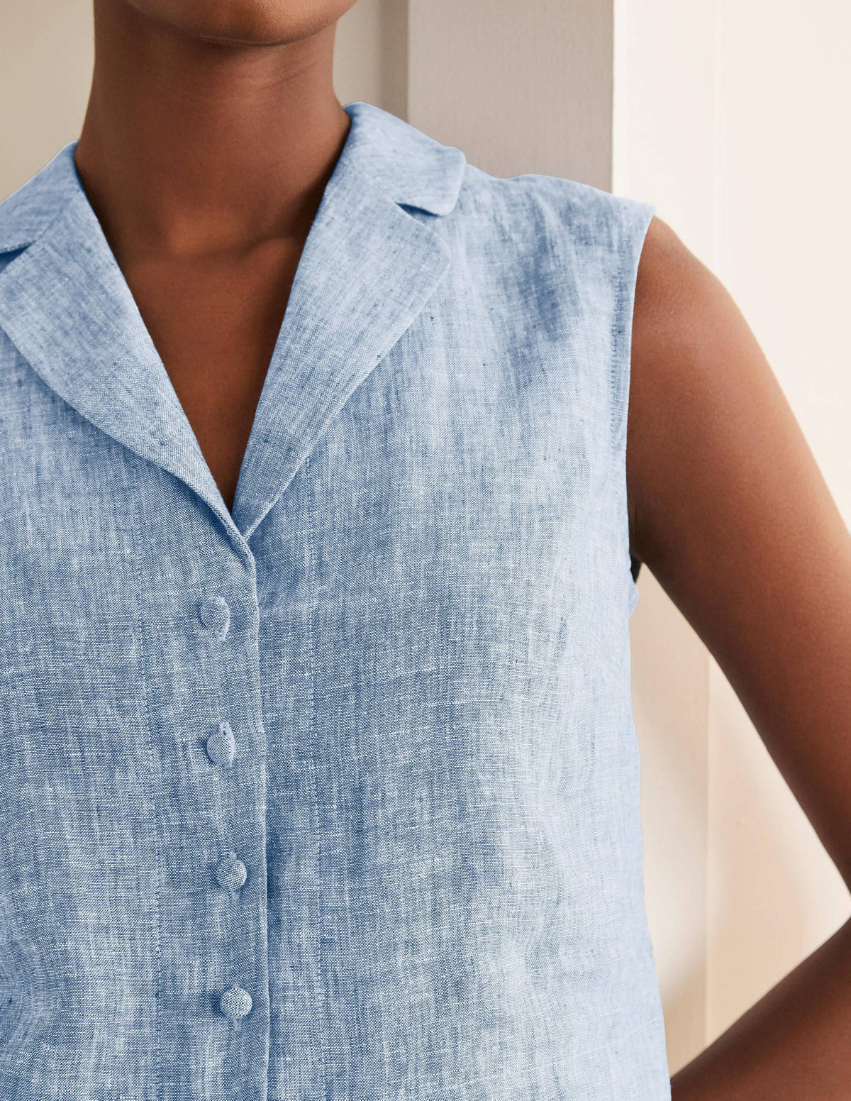 Georgina Linen Top-Authentic Blue Chambray-3