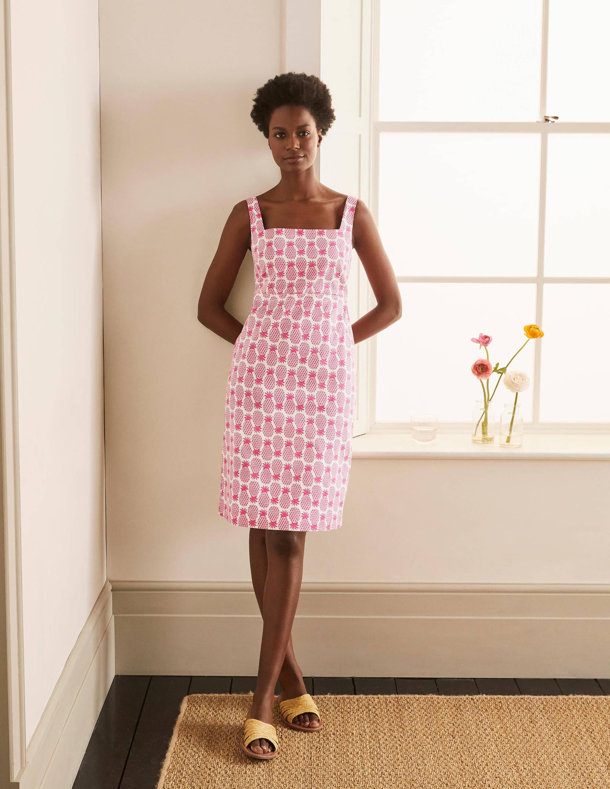 Yolande Shift Dress-Party Pink, Pineapple Geo - Image 4