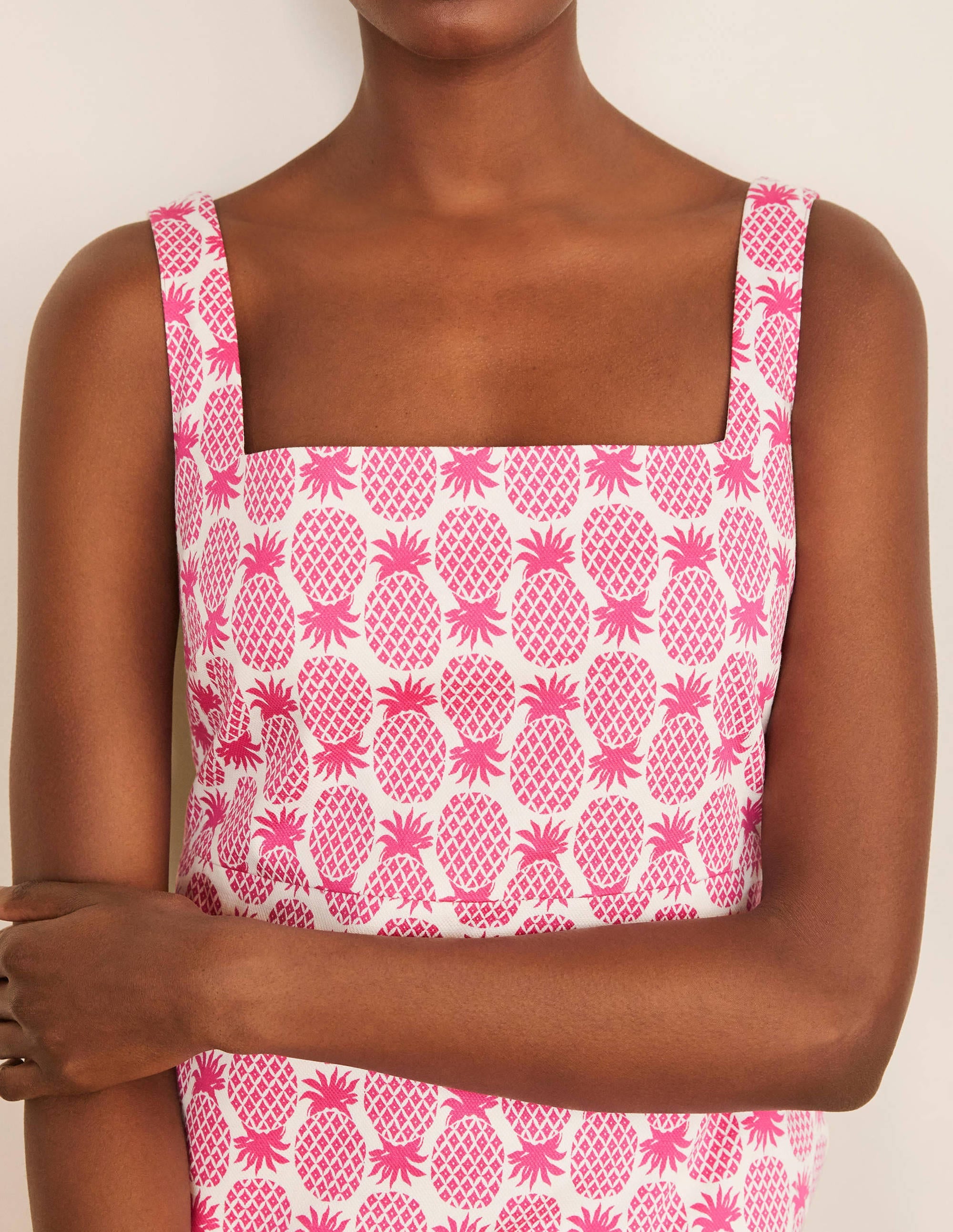 Yolande Shift Dress-Party Pink, Pineapple Geo - Image 3