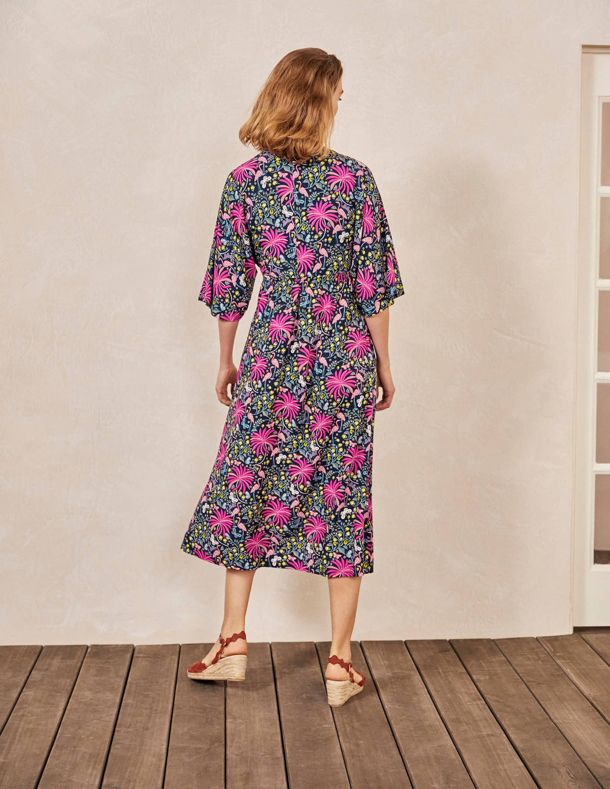 Betsy Midi Dress-Black, Tropical Charm-2
