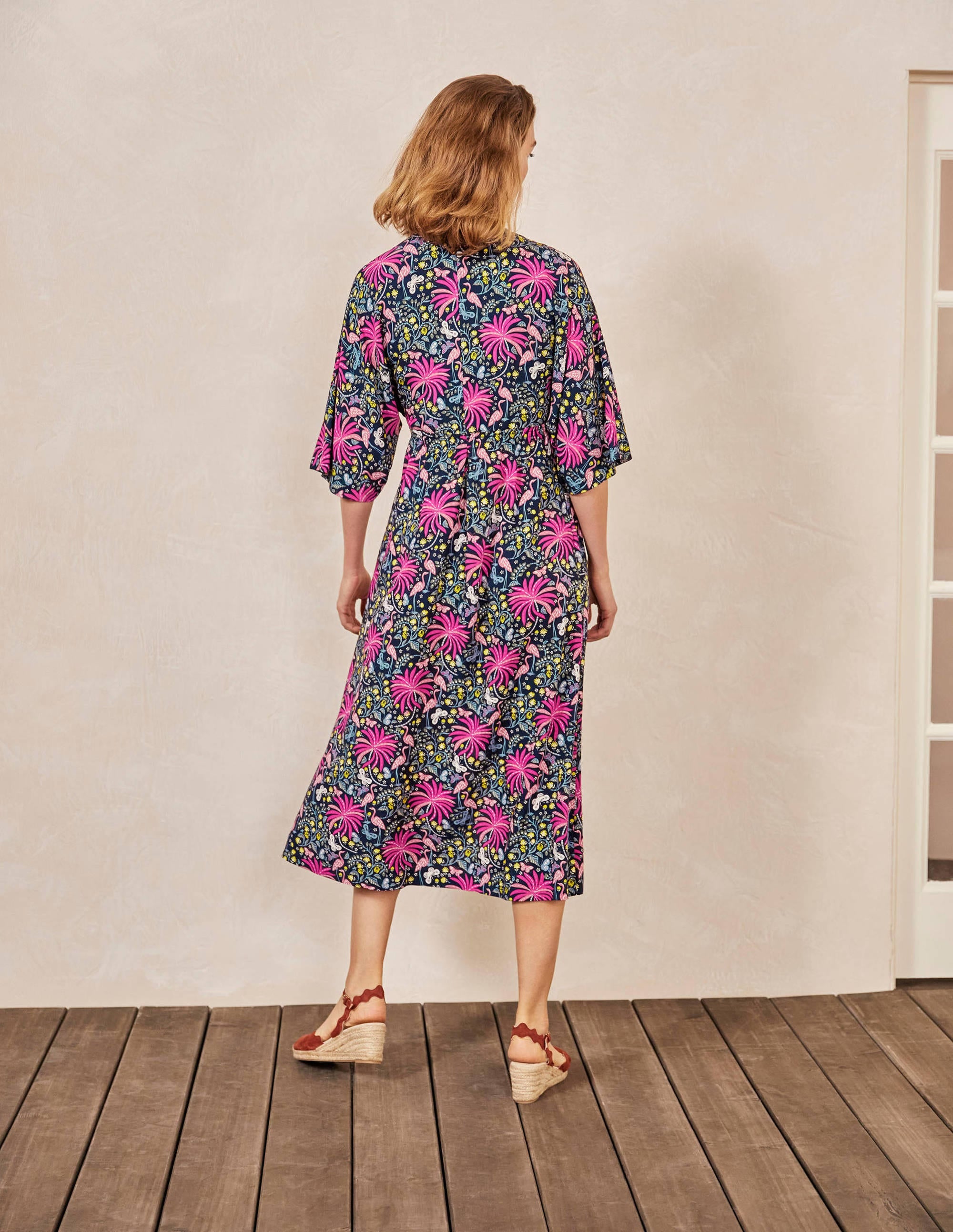 Betsy Midi Dress-Black, Tropical Charm - Image 2
