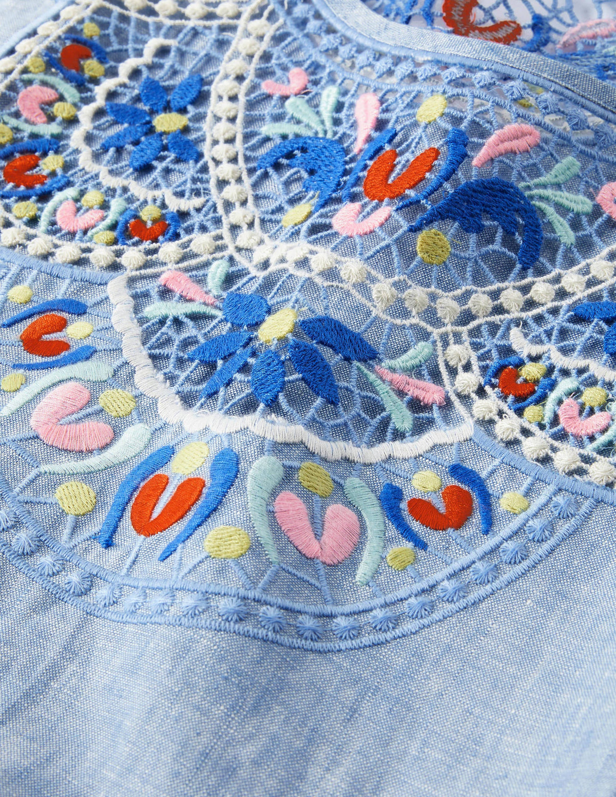 Fleur Embroidered Linen Dress-Grey Blue Chambray - Image 5