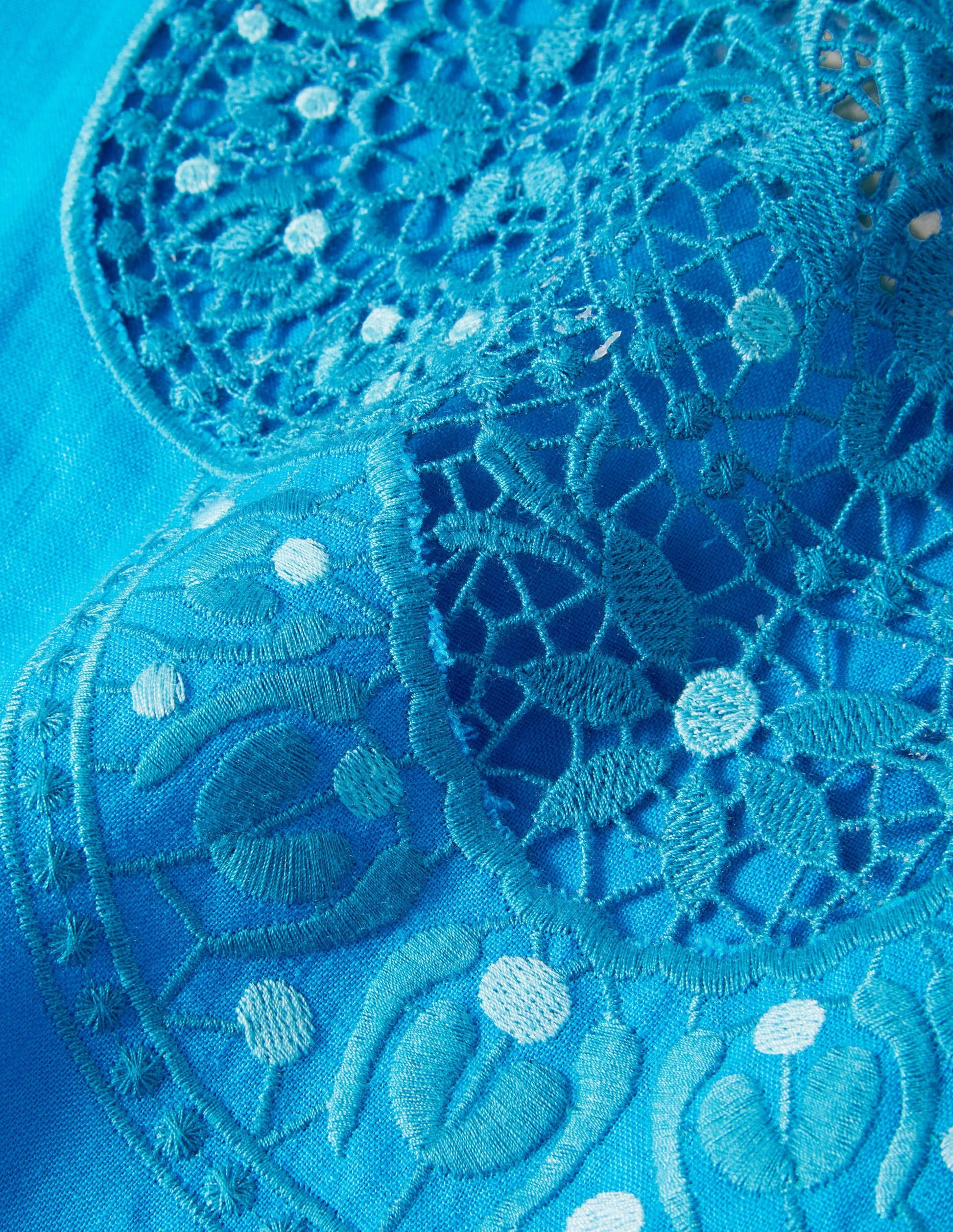 Fleur Embroidered Linen Dress-Blue Lagoon-6
