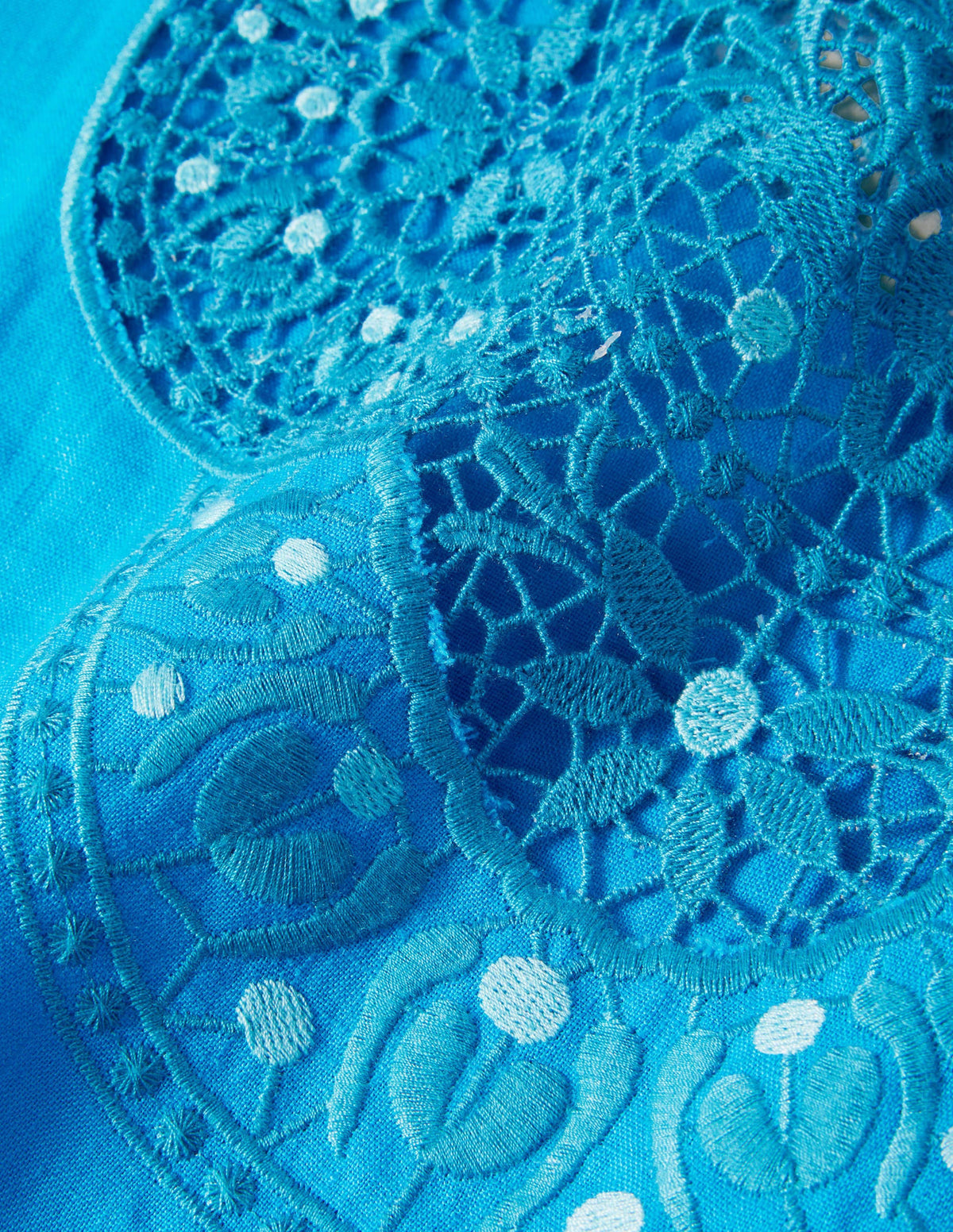 Fleur Embroidered Linen Dress-Blue Lagoon - Image 6