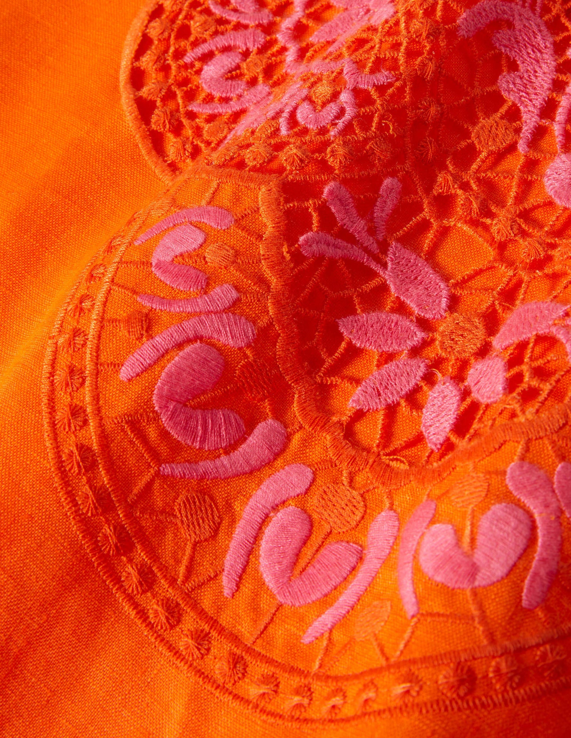 Fleur Embroidered Linen Dress-Satsuma-7