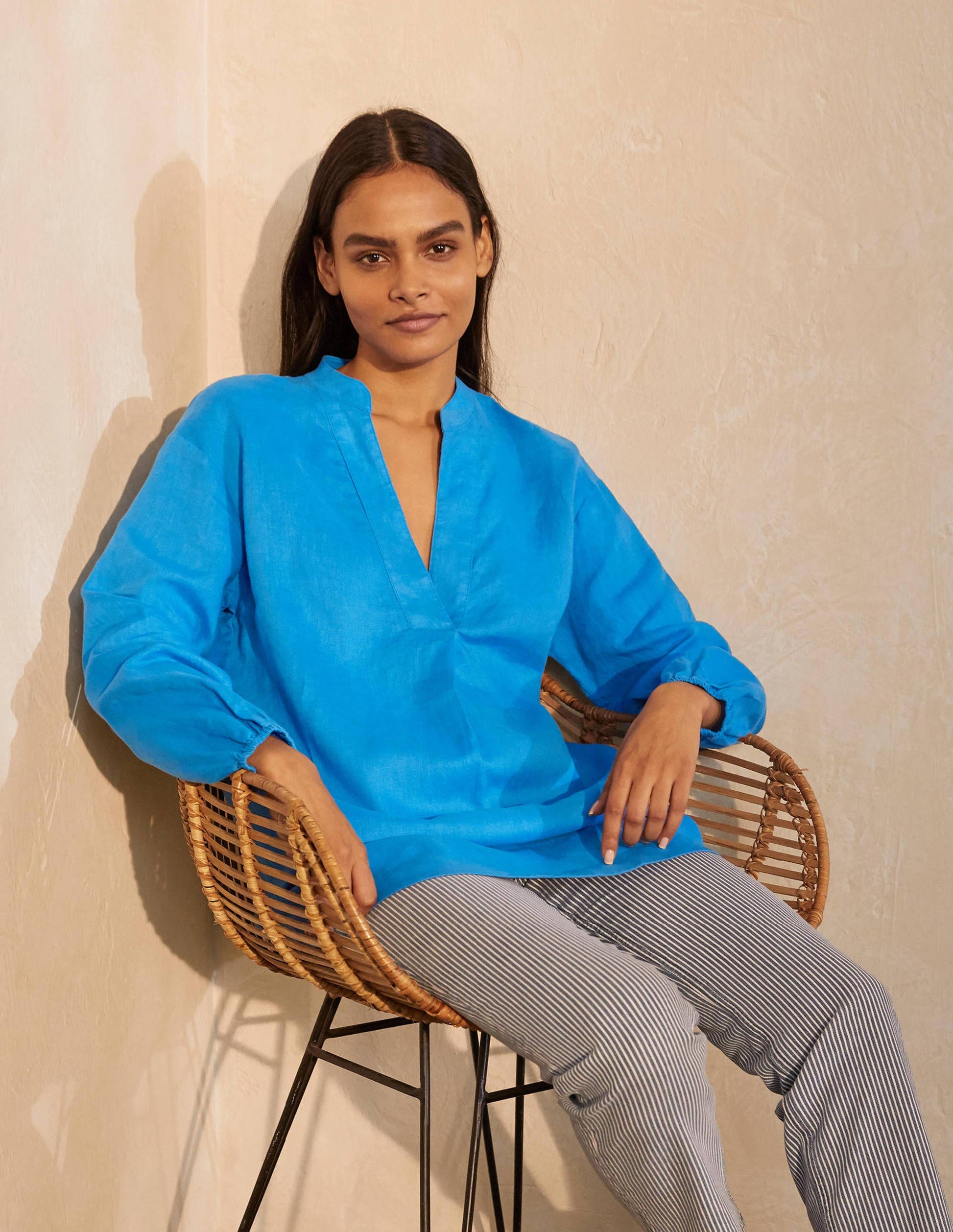 Hannah Linen Shirt-Moroccan Blue-4