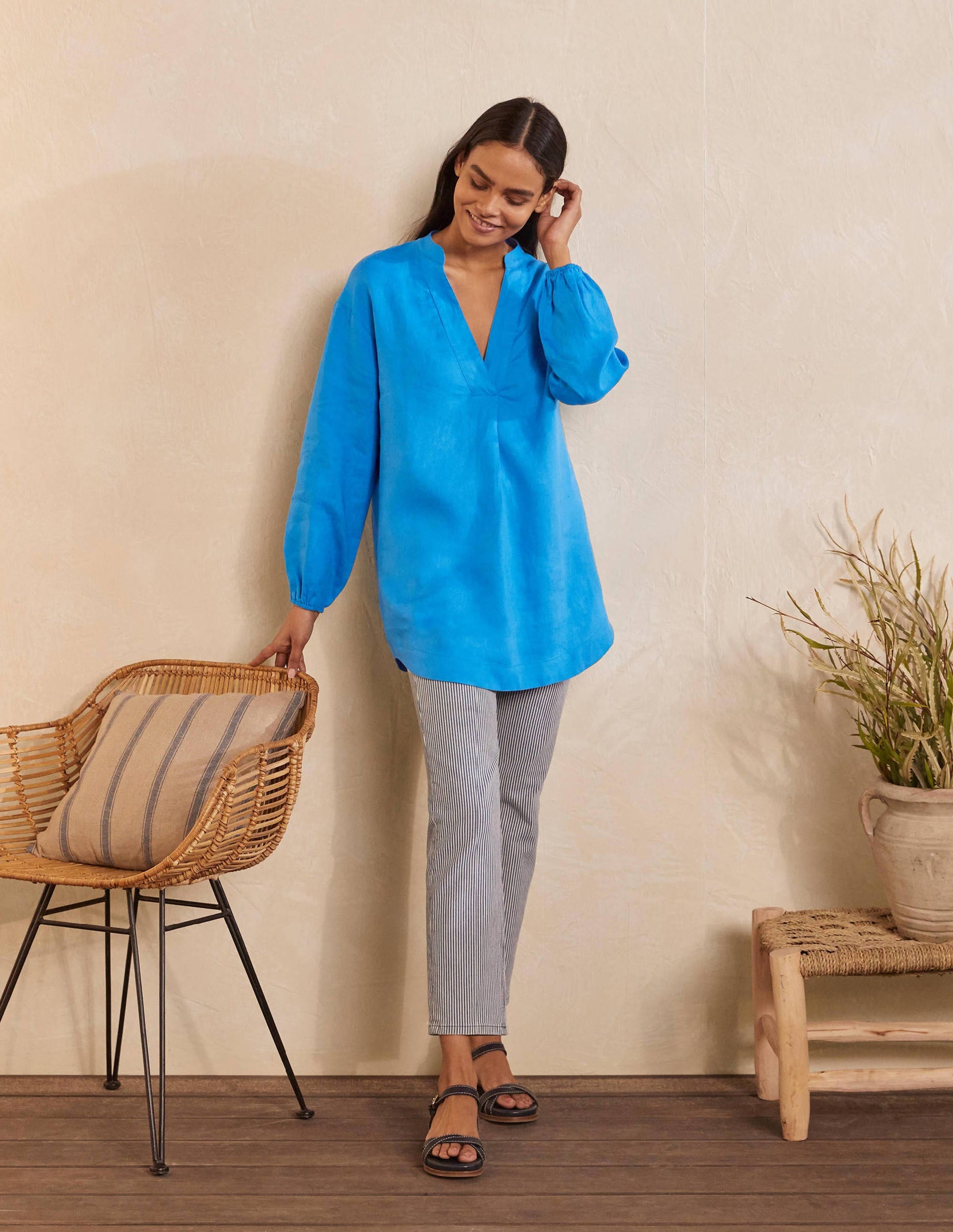 Hannah Linen Shirt-Moroccan Blue-1