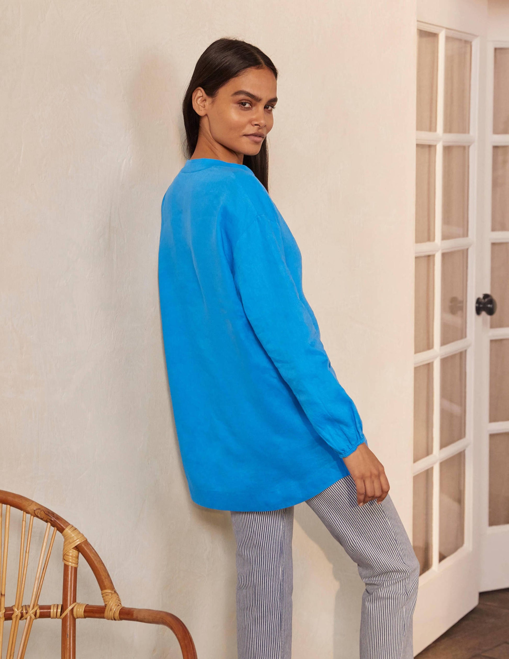 Hannah Linen Shirt-Moroccan Blue-2