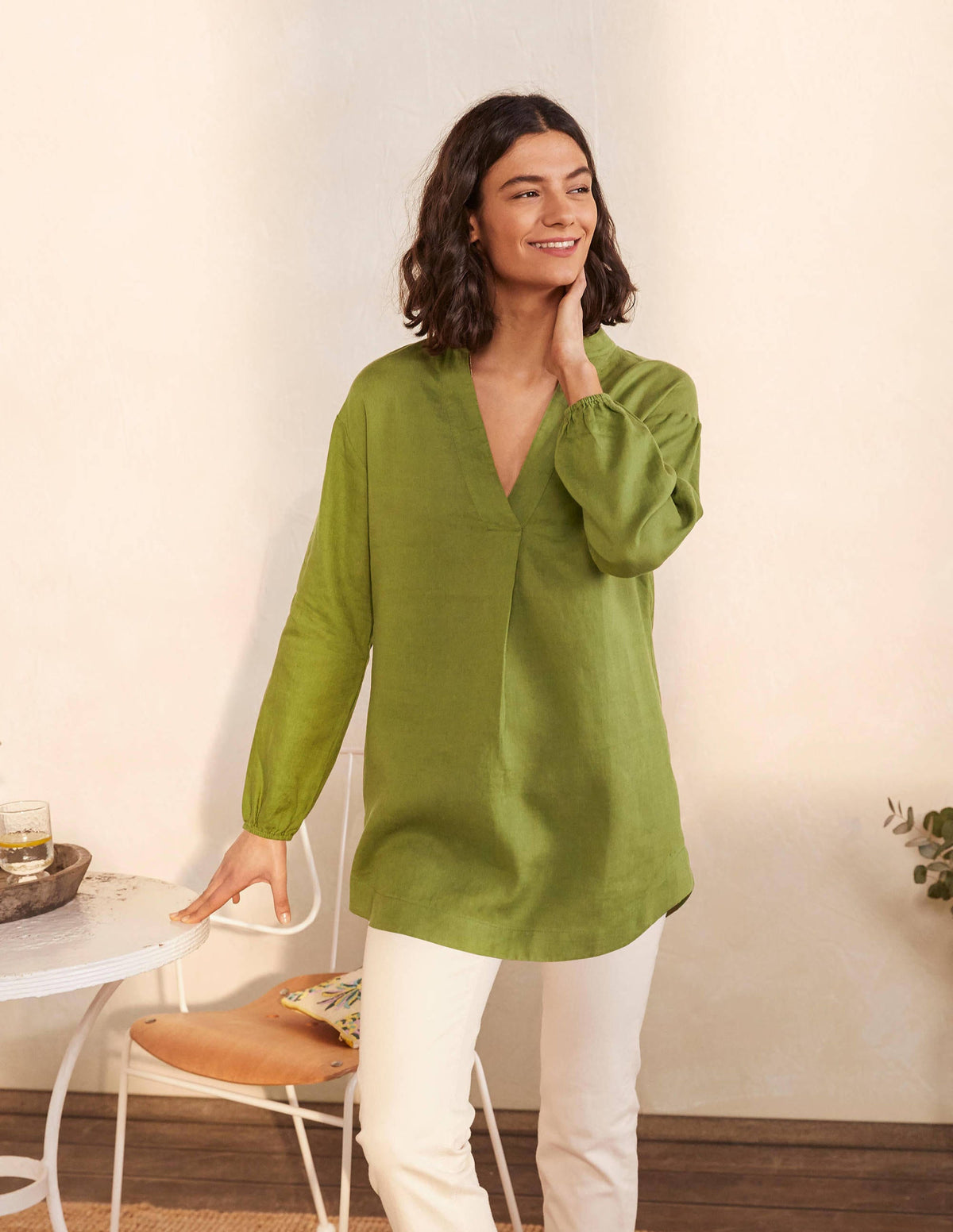 Hannah Linen Shirt-Pea - Image 4