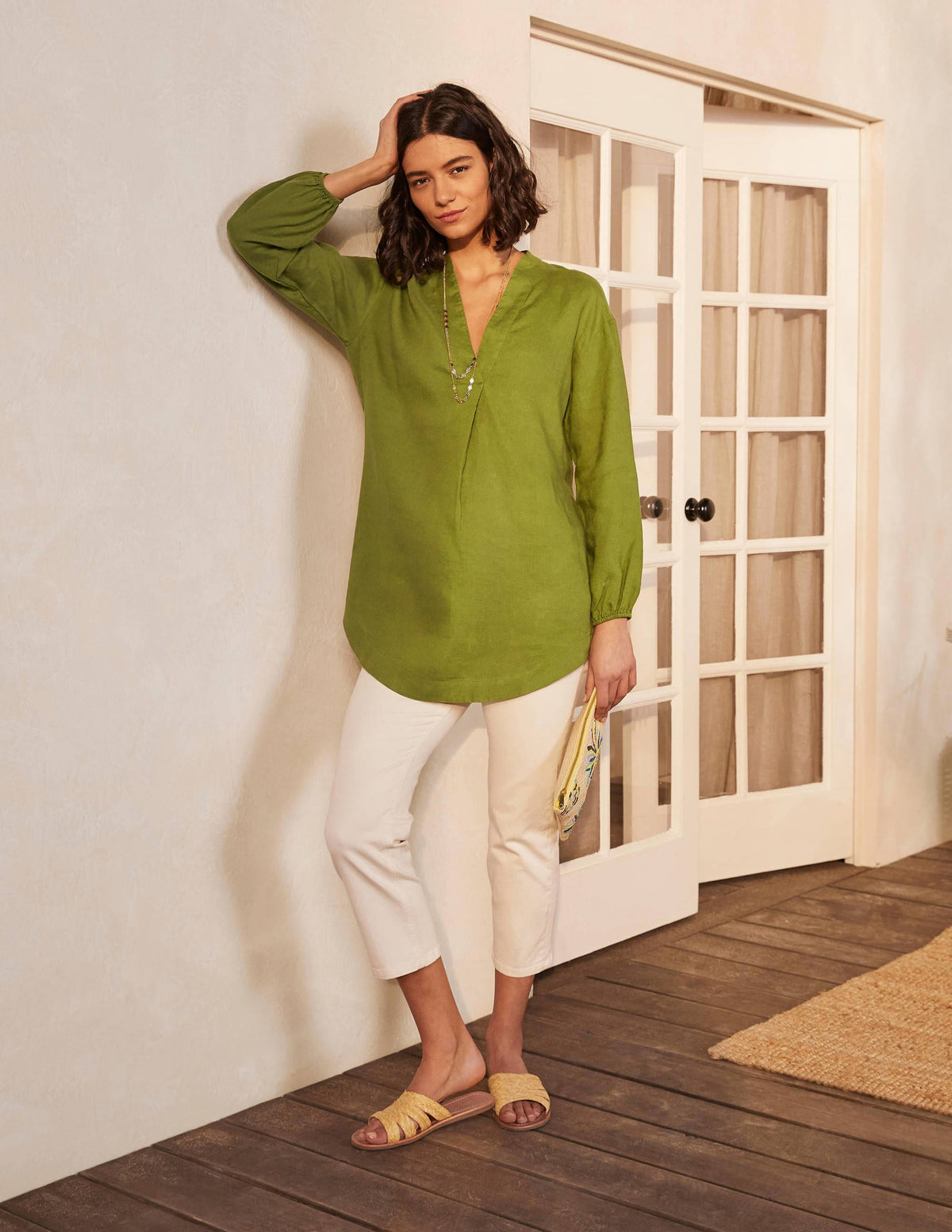 Hannah Linen Shirt-Pea - Image 1