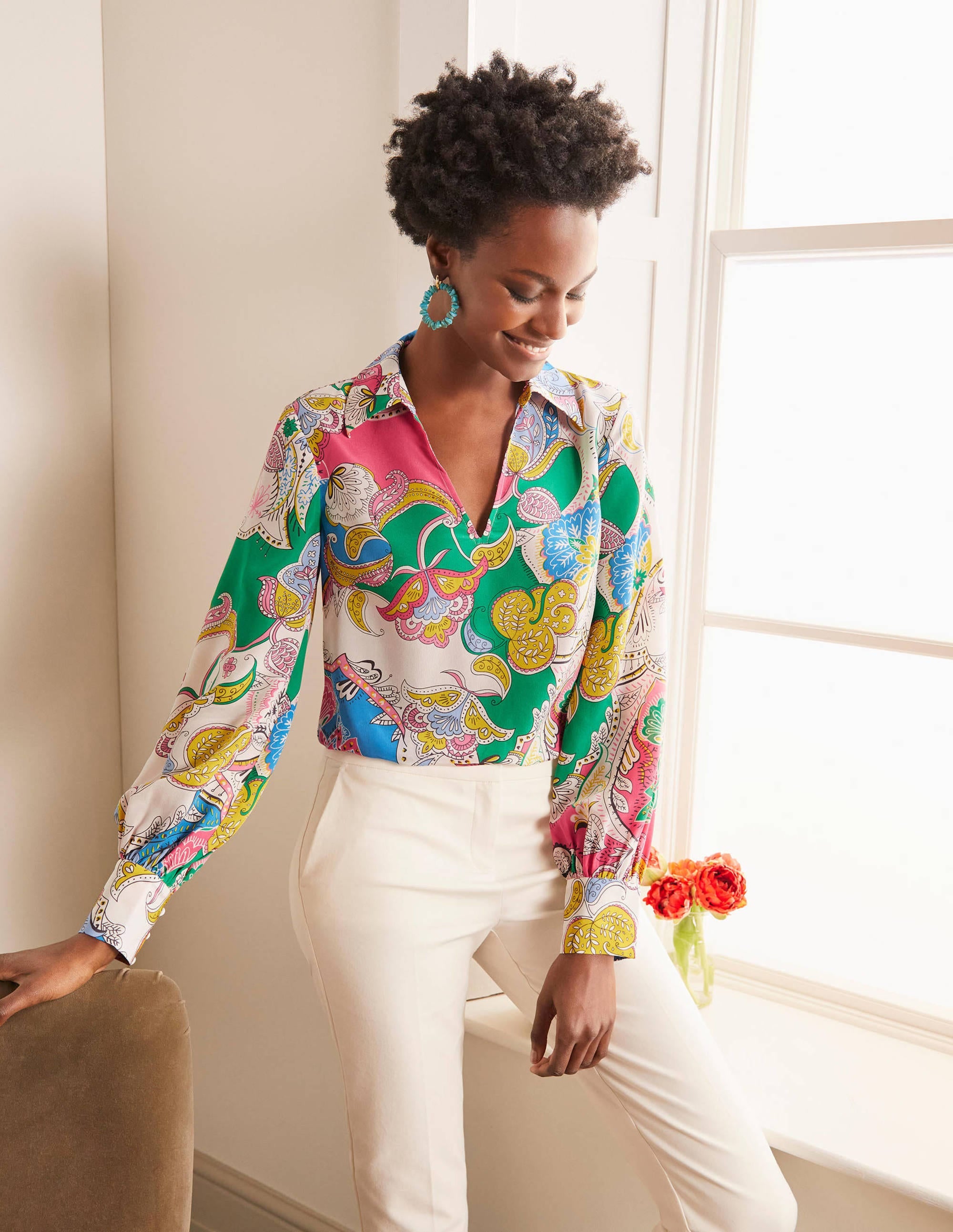 Lilian Silk Blouse-Azalea, Enchanted Amour - Image 5