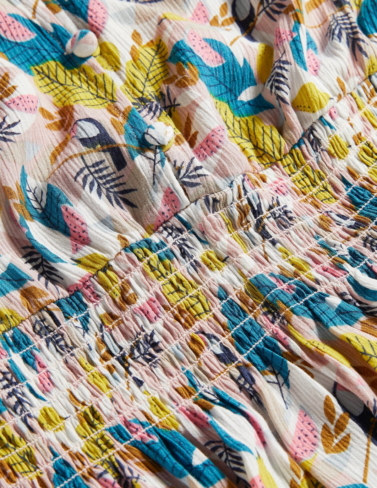 Susannah Smocked Dress-Milkshake, Treetop Toucan - Image 7