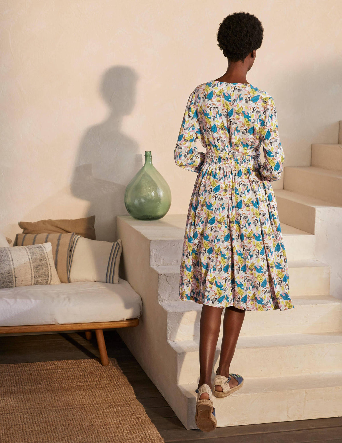 Susannah Smocked Dress-Milkshake, Treetop Toucan - Image 3