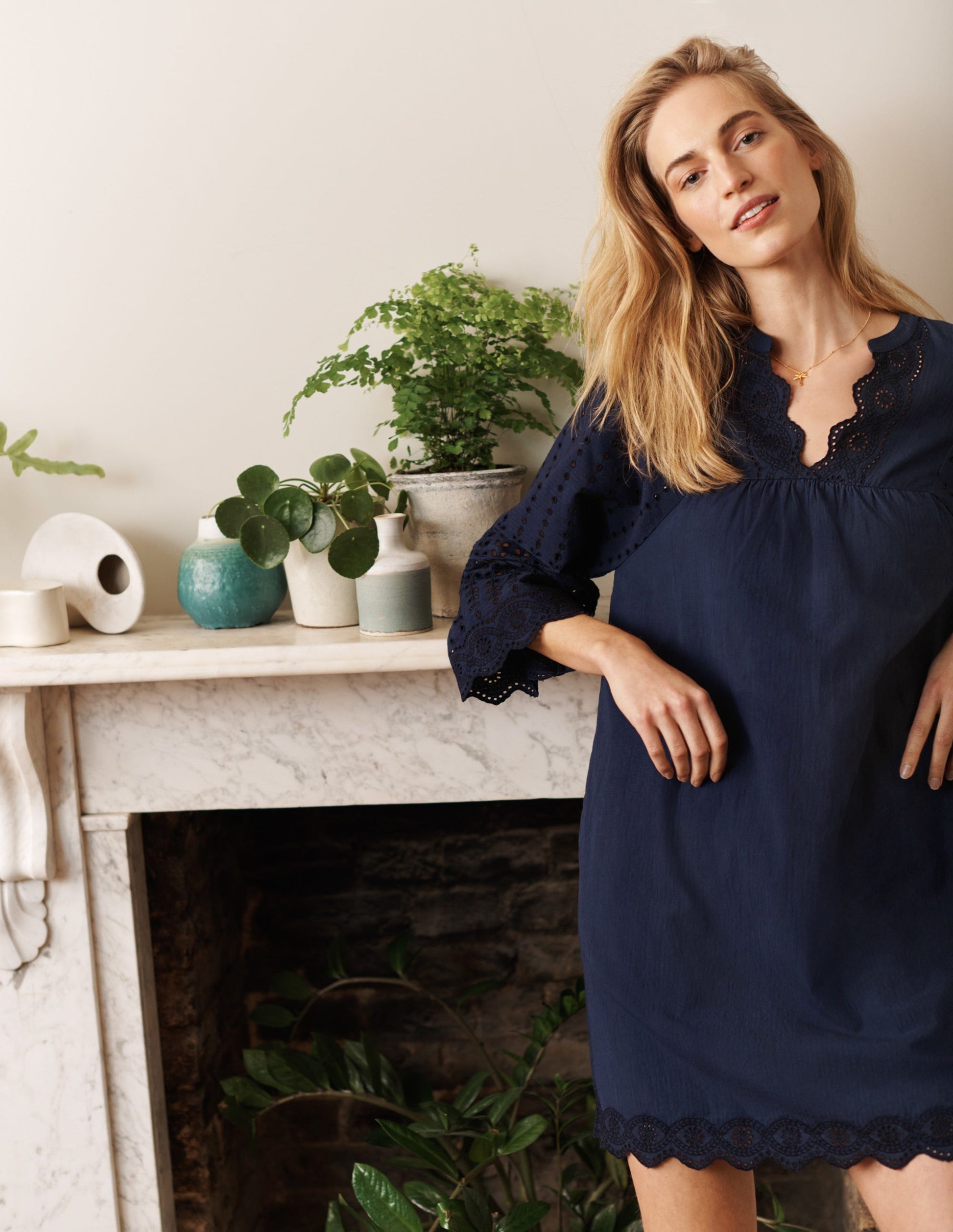 Erin Cotton Broderie Dress-Navy-4