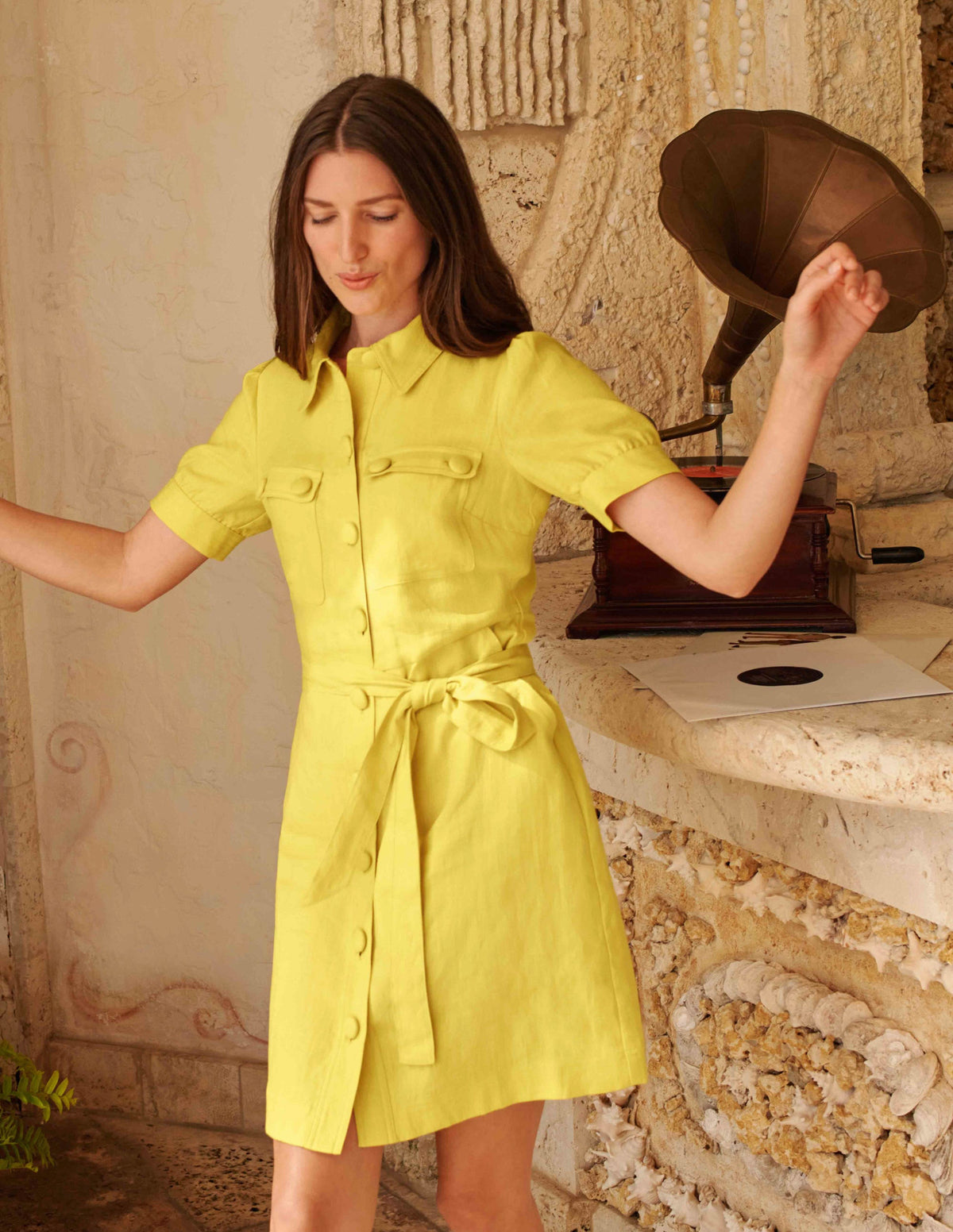 Carrie Linen Shirt Dress-Daffodil - Image 4