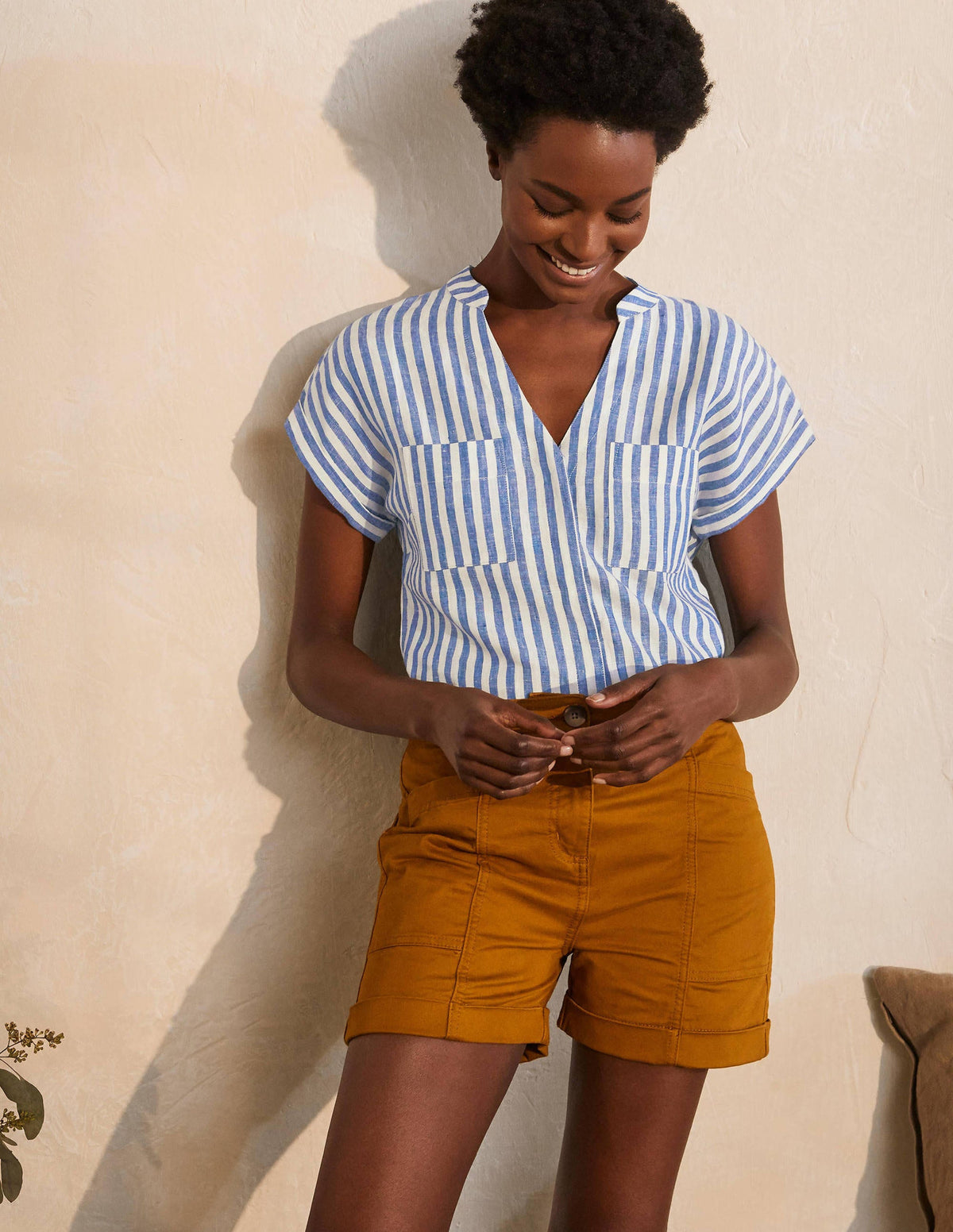 Evie Linen Shirt-Summit Stripe-5